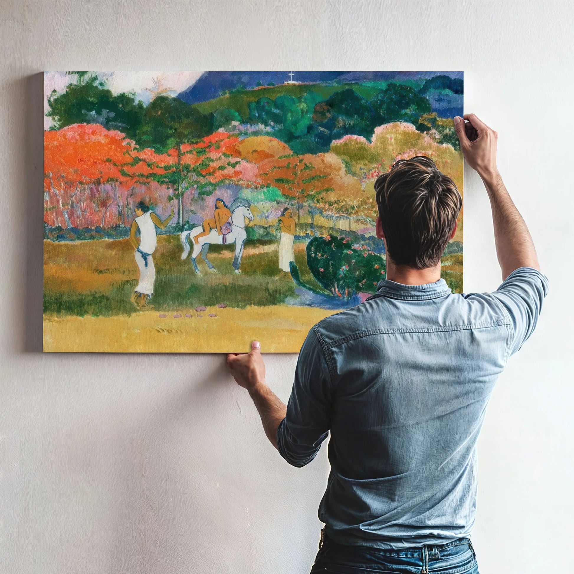 Women And A White Horse By Paul Gauguin Fine Art Print