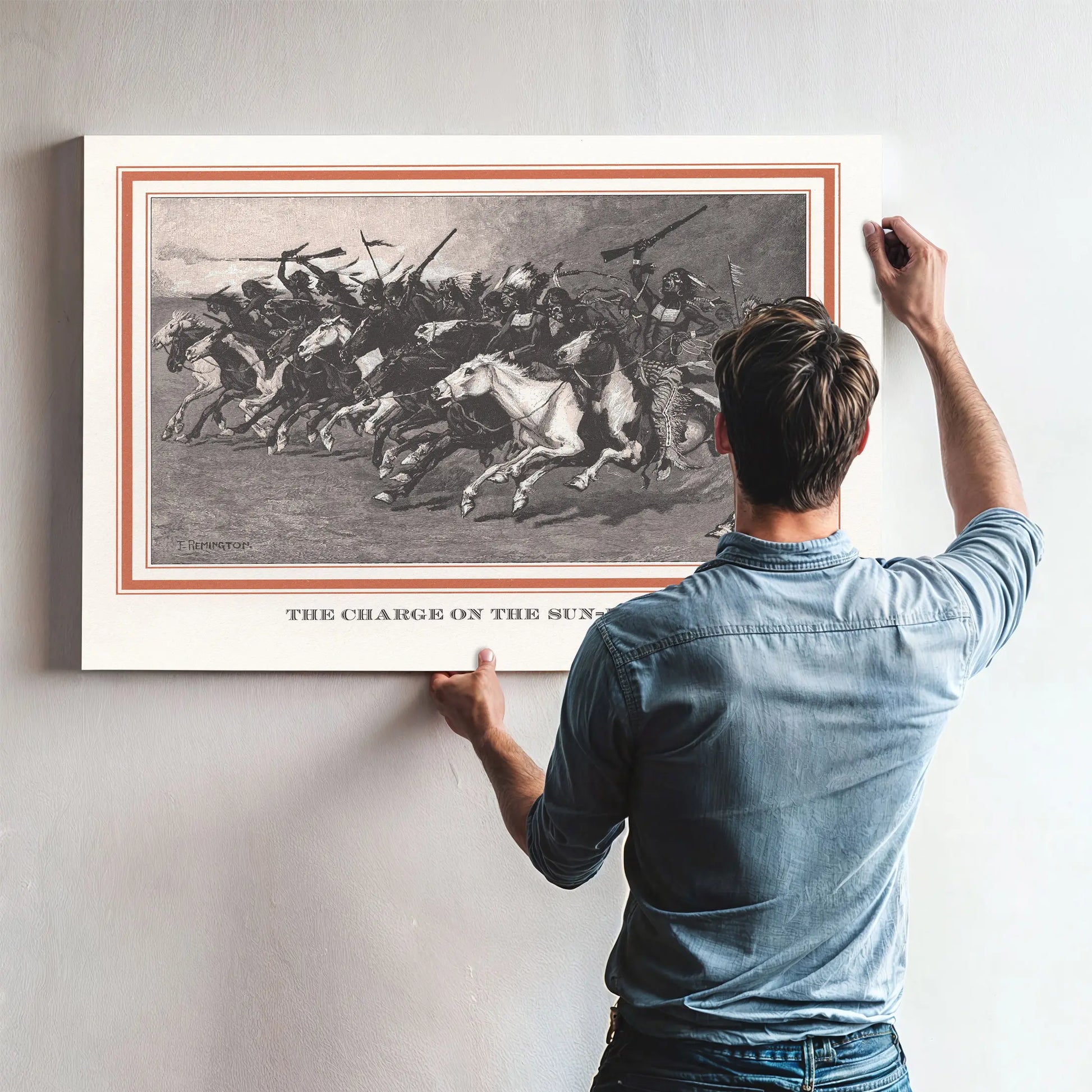 The Charging On The Sun Pole by Frederic Remington