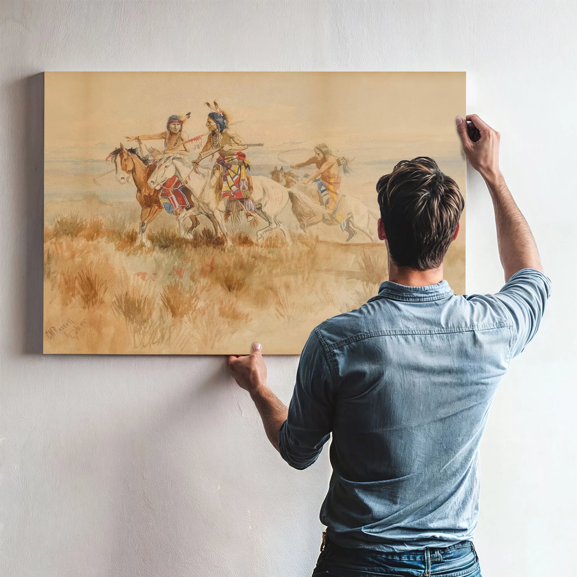 Indians Scouting By Charles Marion Russell Fine Art Print