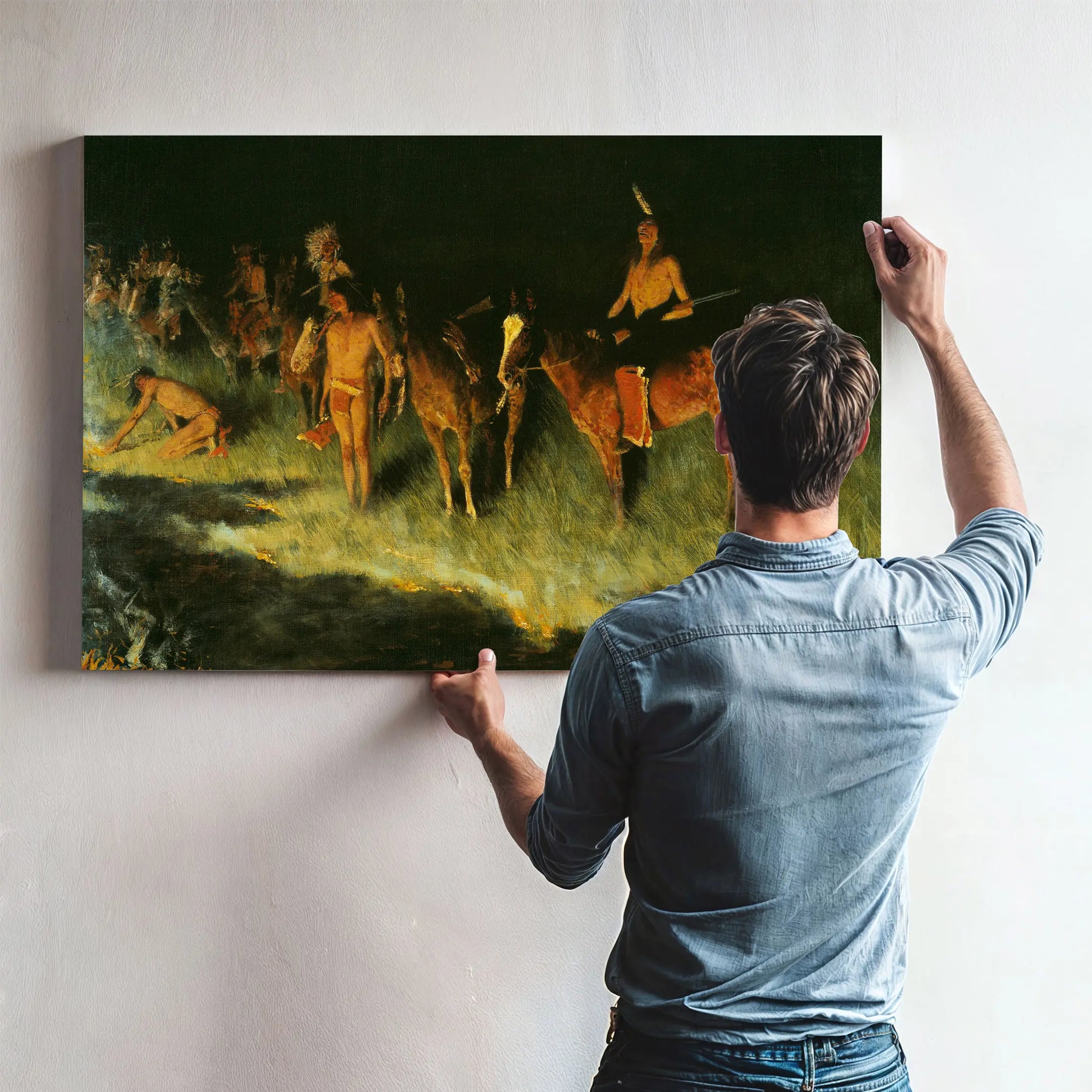 The Grass Fire  by Frederic Remington
