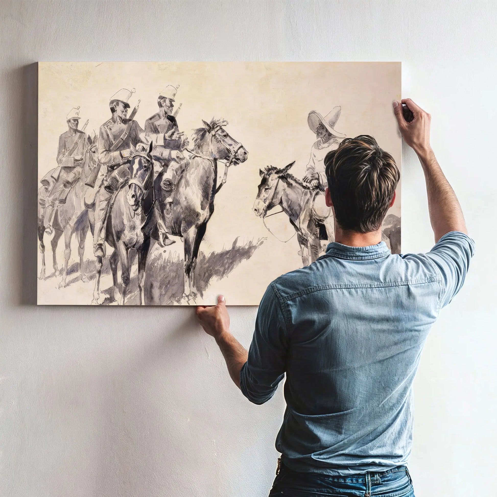 Mexican Gendarmes Asking The Way  by Frederic Remington
