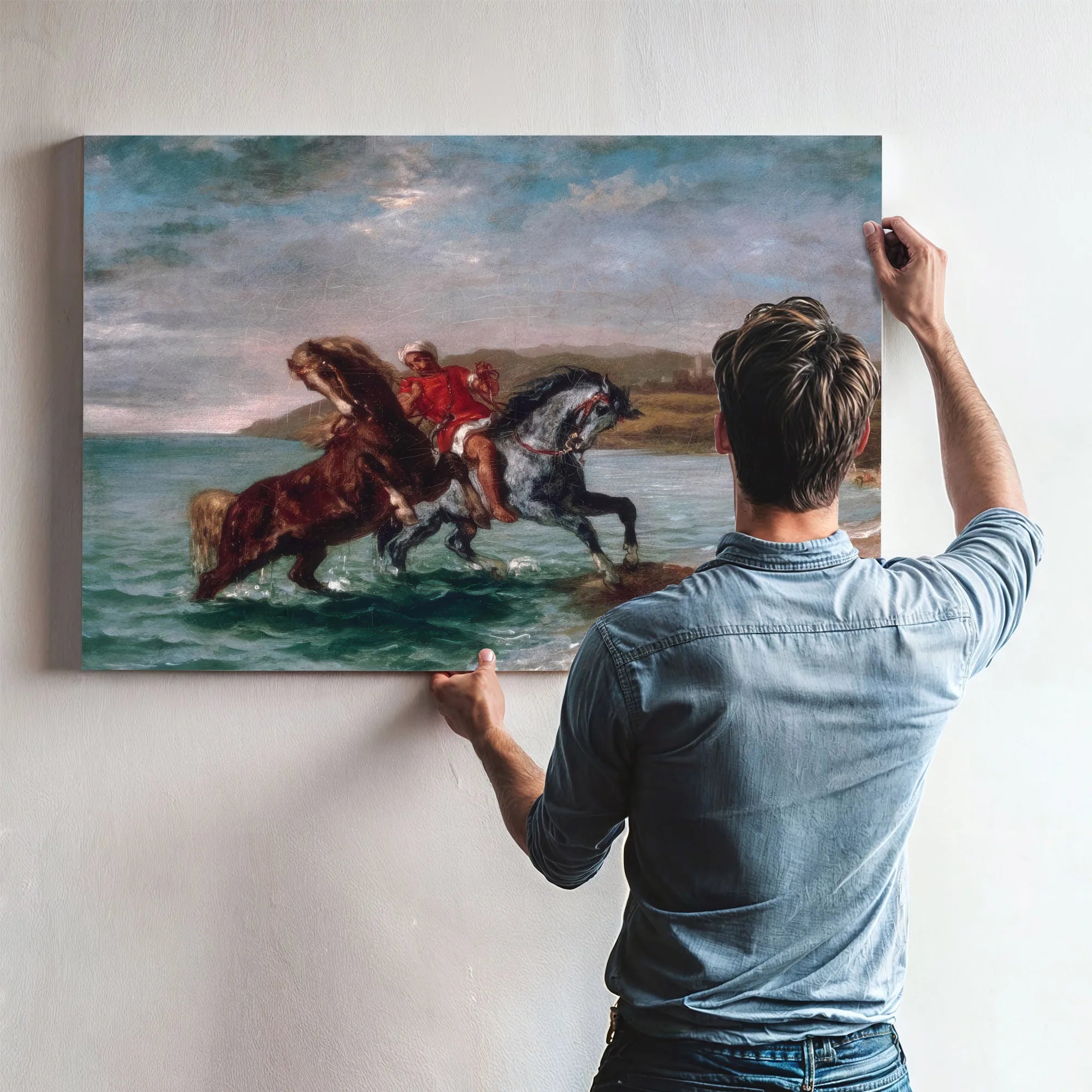 Horses Coming Out Of The Sea By Eugene Delacroix Fine Art Print
