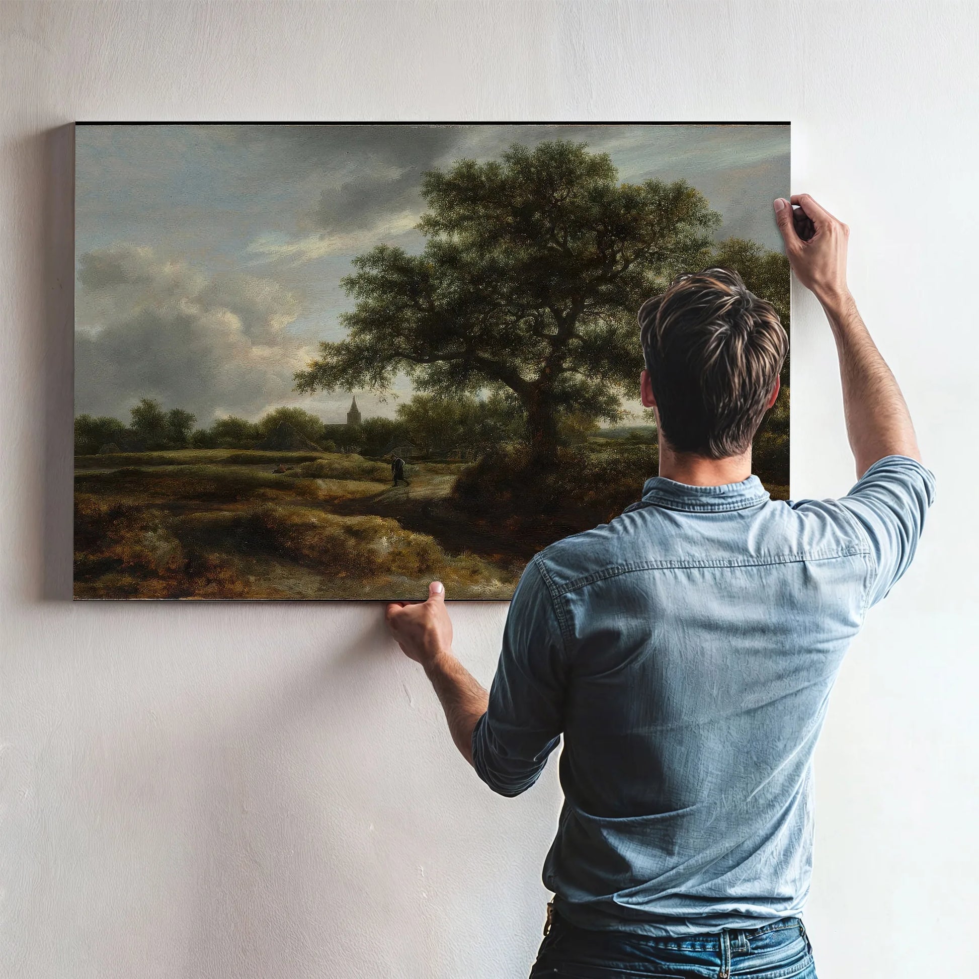 Landscape With A Village In The Distance By Jacob Van Rusdael Fine Art Print