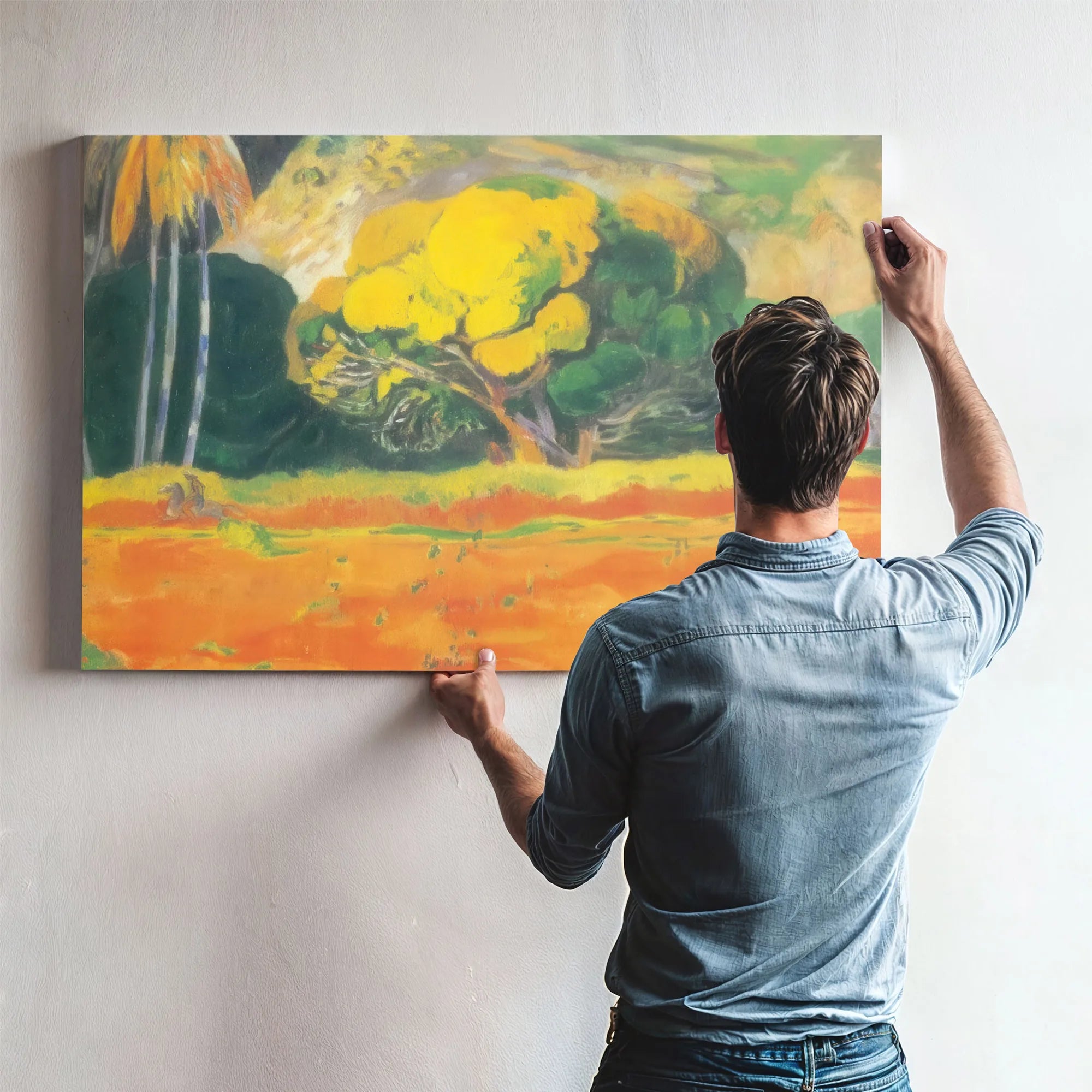 Fatata Te Moua( At Foot Of The Mountain ) Or The Big Tree By Paul Gauguin Fine Art Print