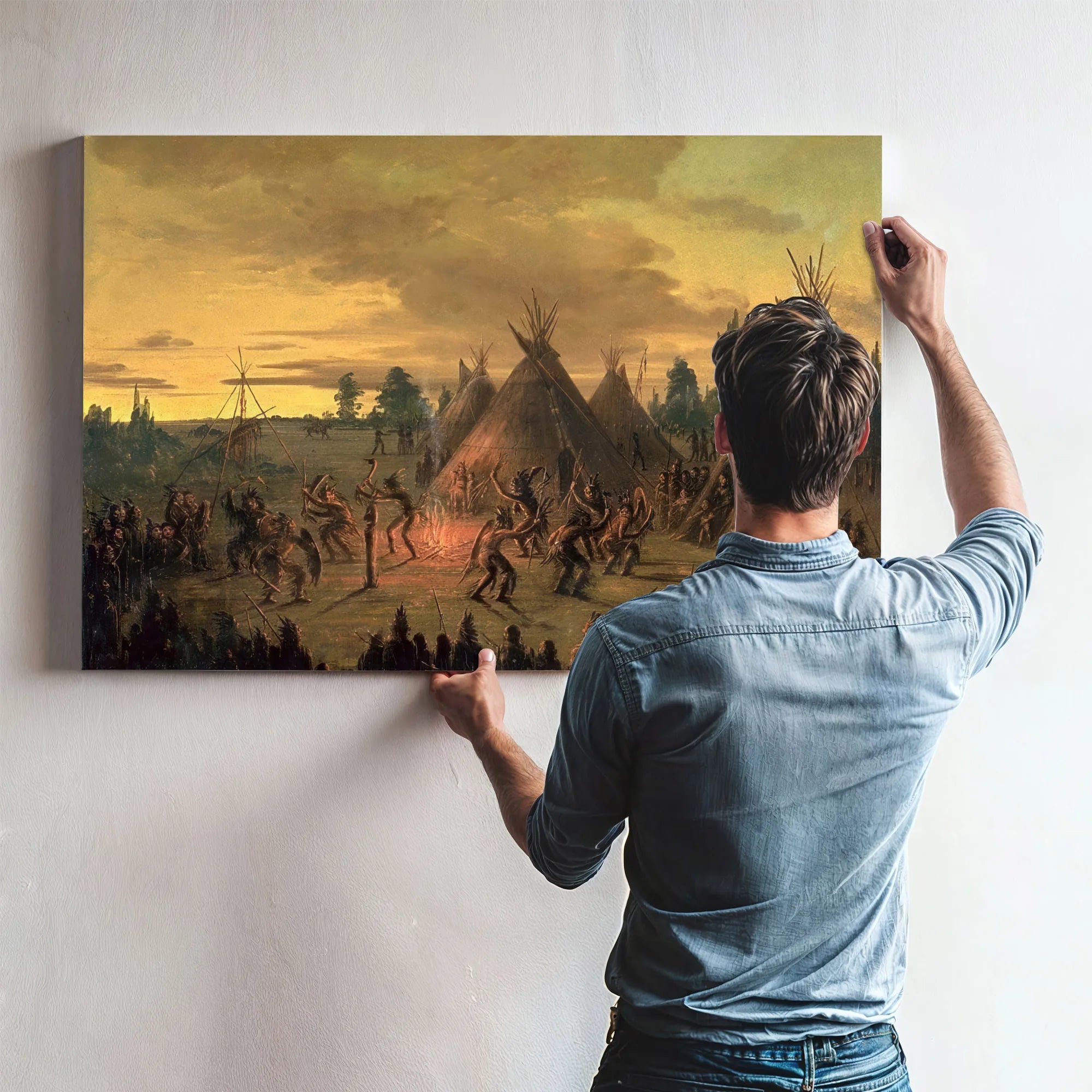 War Dance, Sioux By George Catlin Fine Art Print