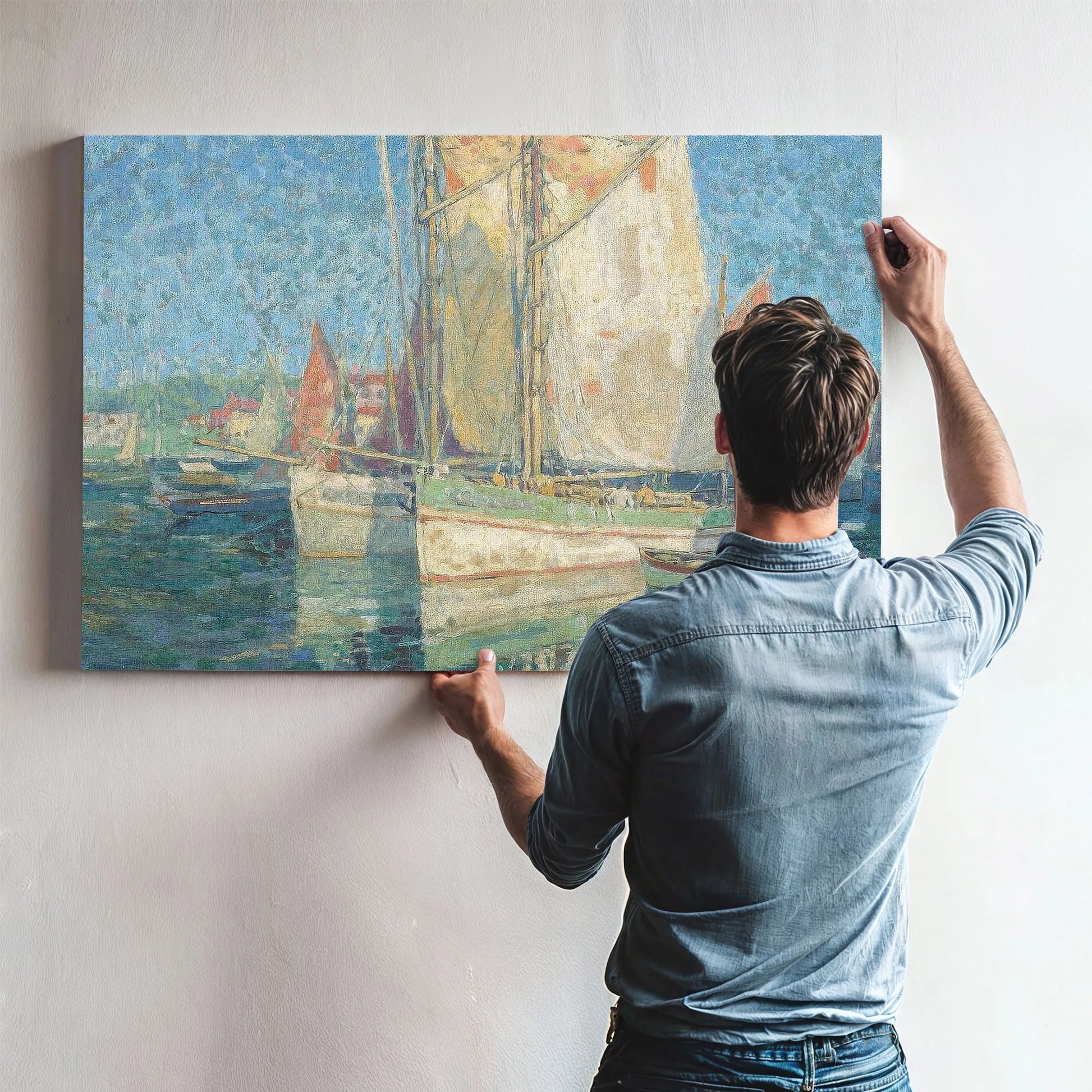 Fishing Boats In A Harbor By Edgar Payne Fine Art Print