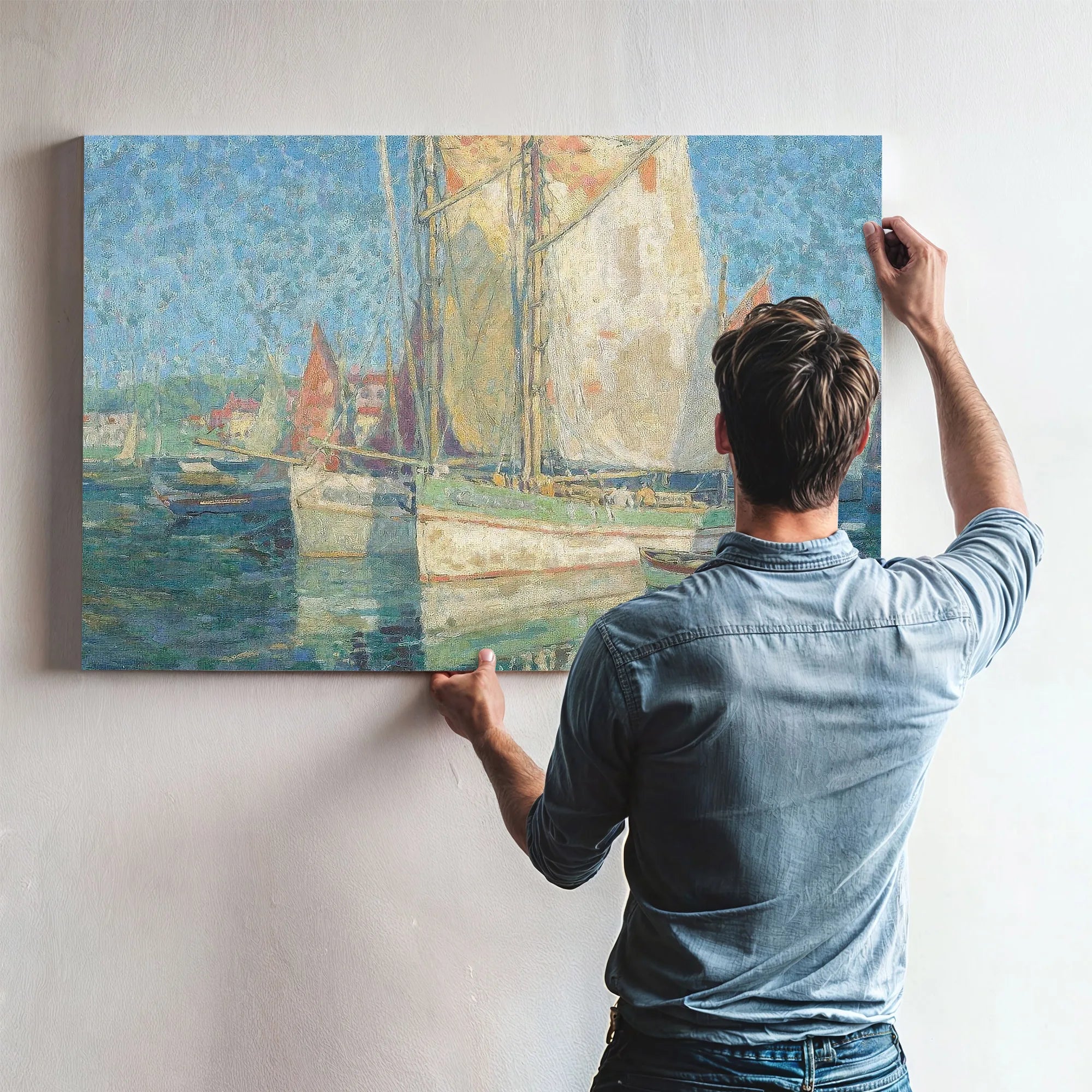 Fishing Boats In A Harbor By Edgar Payne Fine Art Print