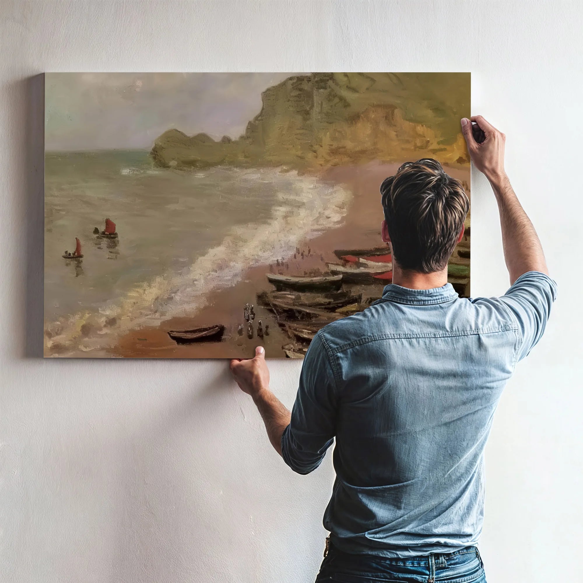 The Beach At Etretat By Claude Monet Fine Art Print
