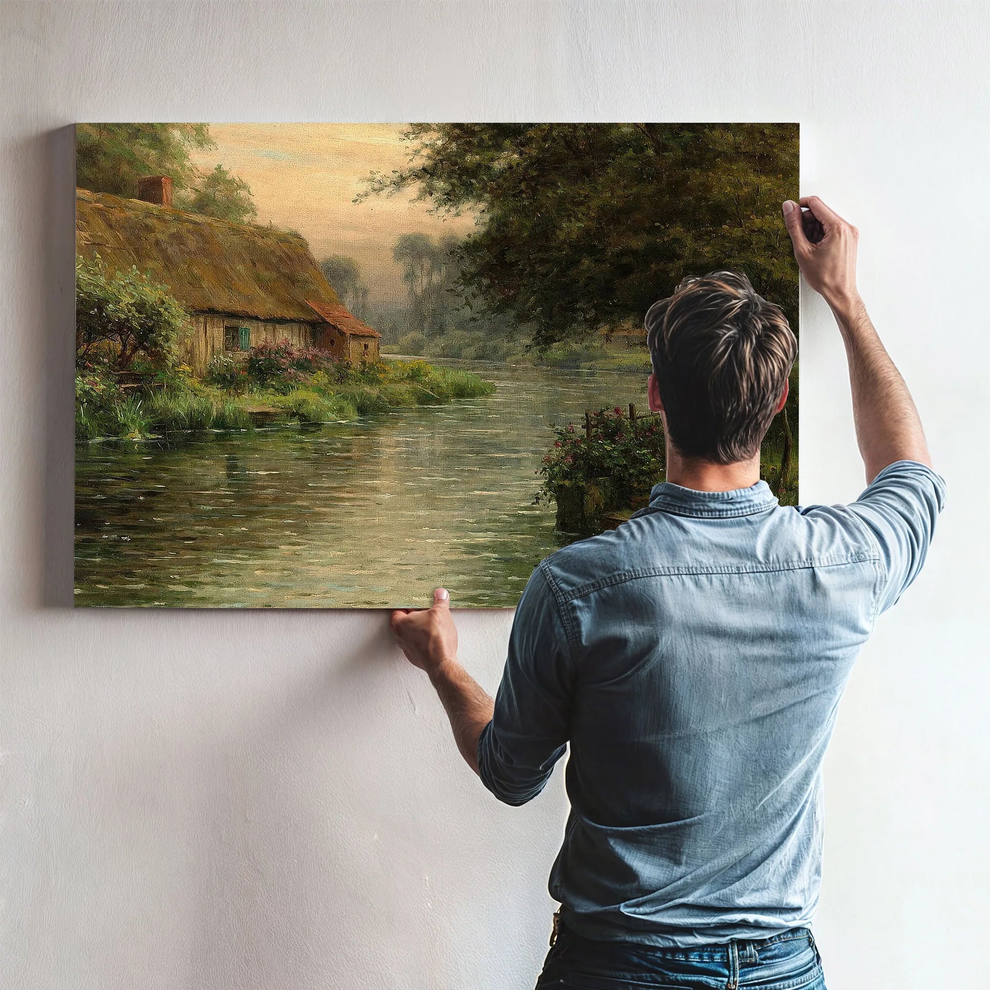 Cottage Along The River By Louis Aston Knight Fine Art Print