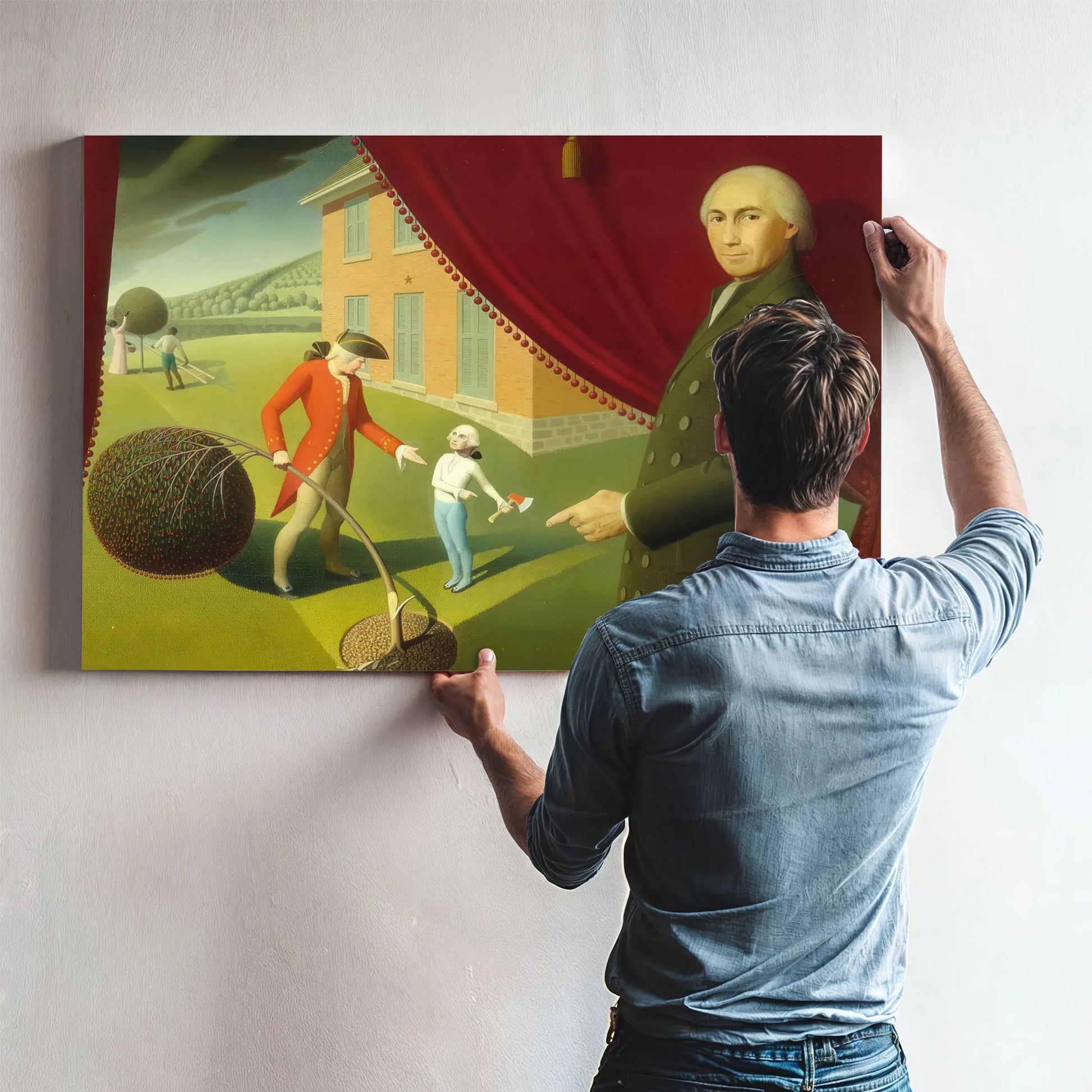 Parson Weems Fable By Grant Wood Fine Art Print