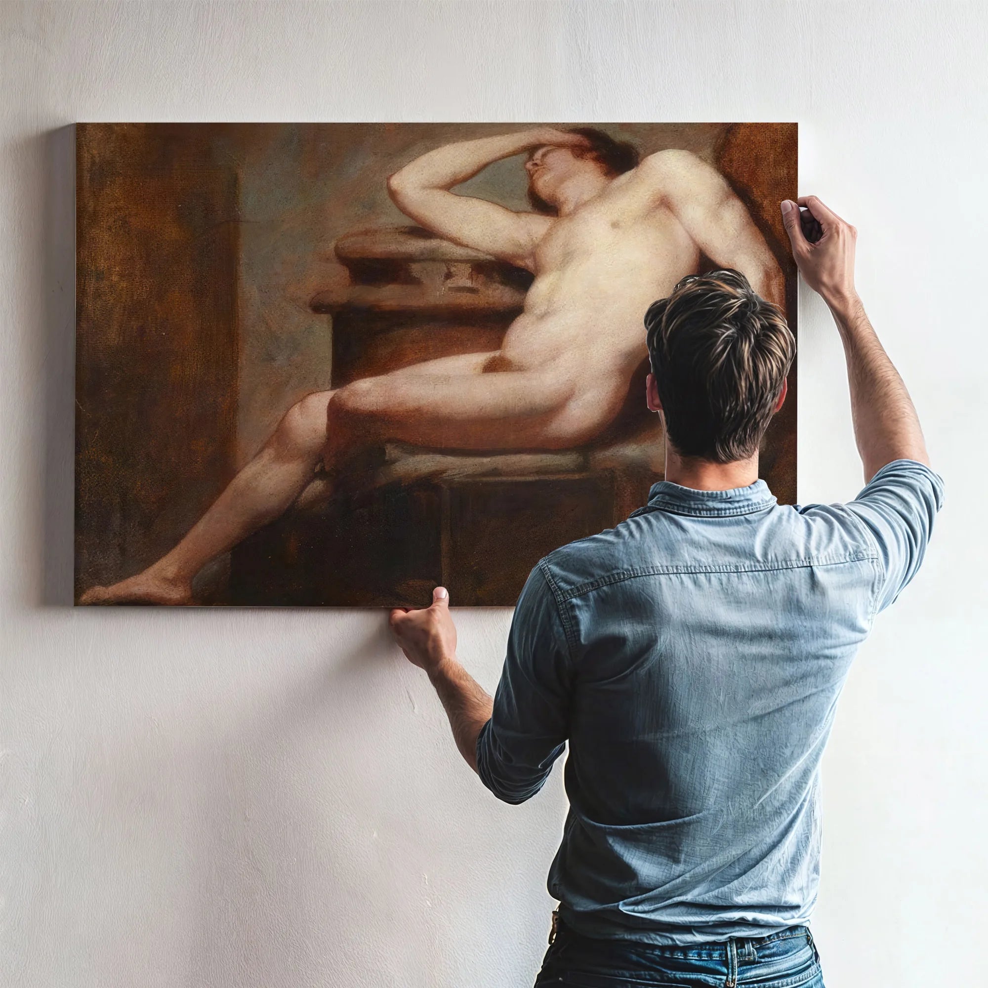 Academic Study Of A Reclining Male Nude Asleep By William Etty Fine Art Print