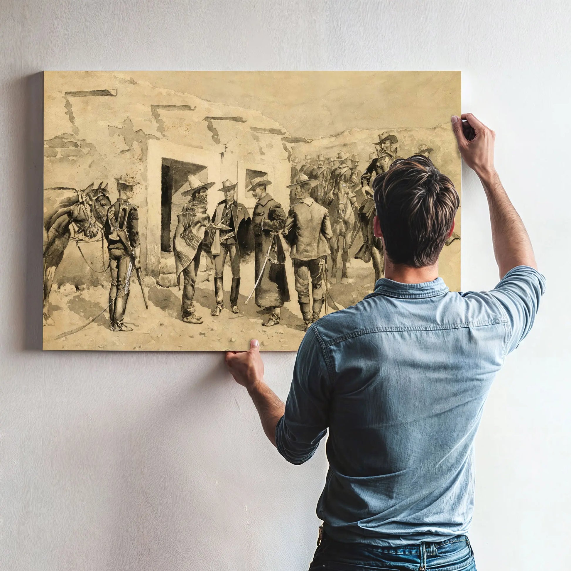 U S Cavalry Hunting Garza Men On The Rio Grande by Frederic Remington