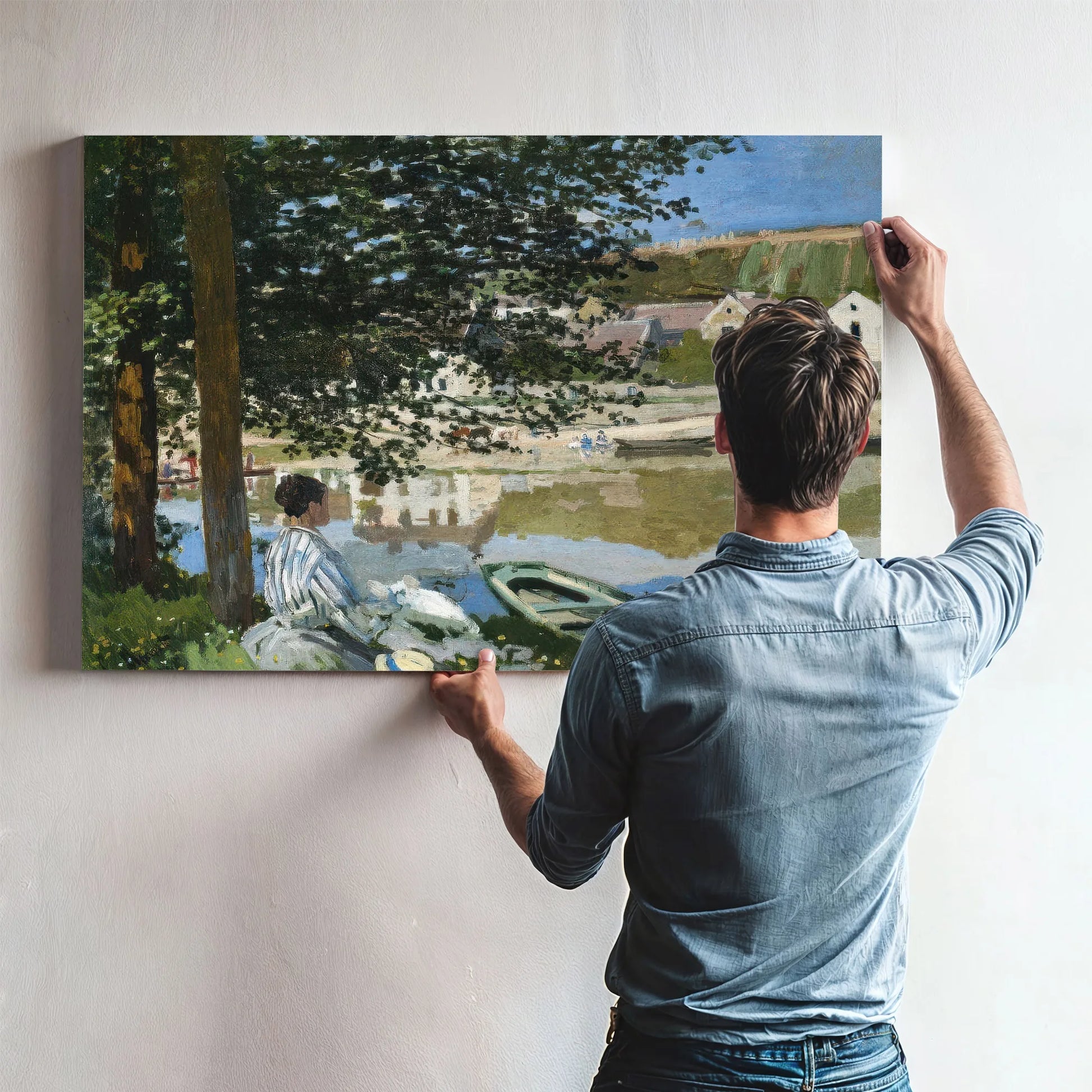 On The Bank Of The Seine At Bennecourt By Claude Monet Fine Art Print