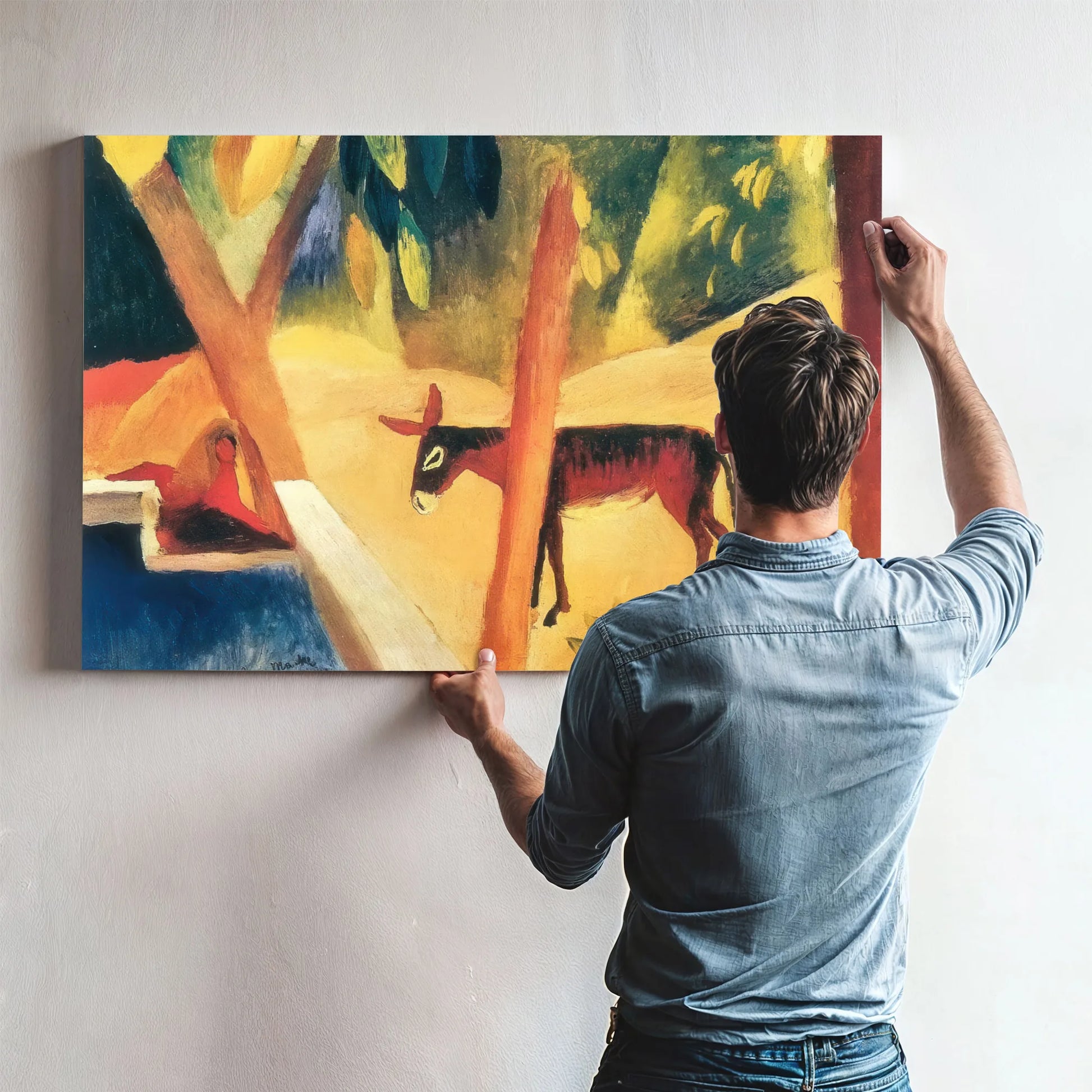 Donkey In A Palm Grove By August Macke Fine Art Print