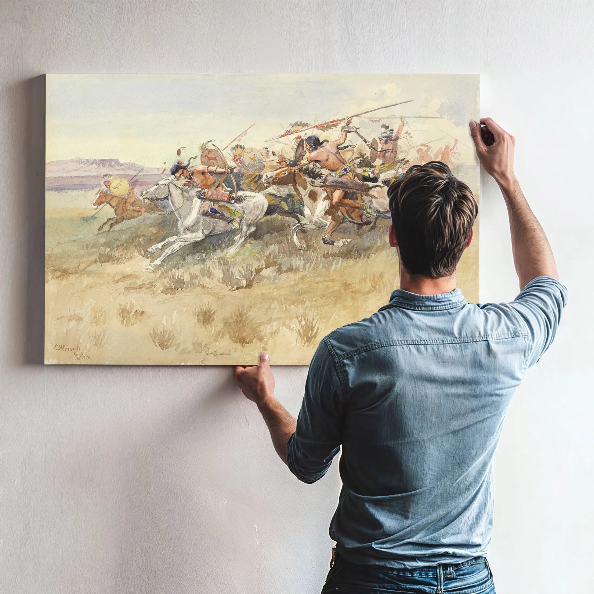 Running Fight Between Crees And Blackfeet Old Style Warfare by Charles Marion Russell