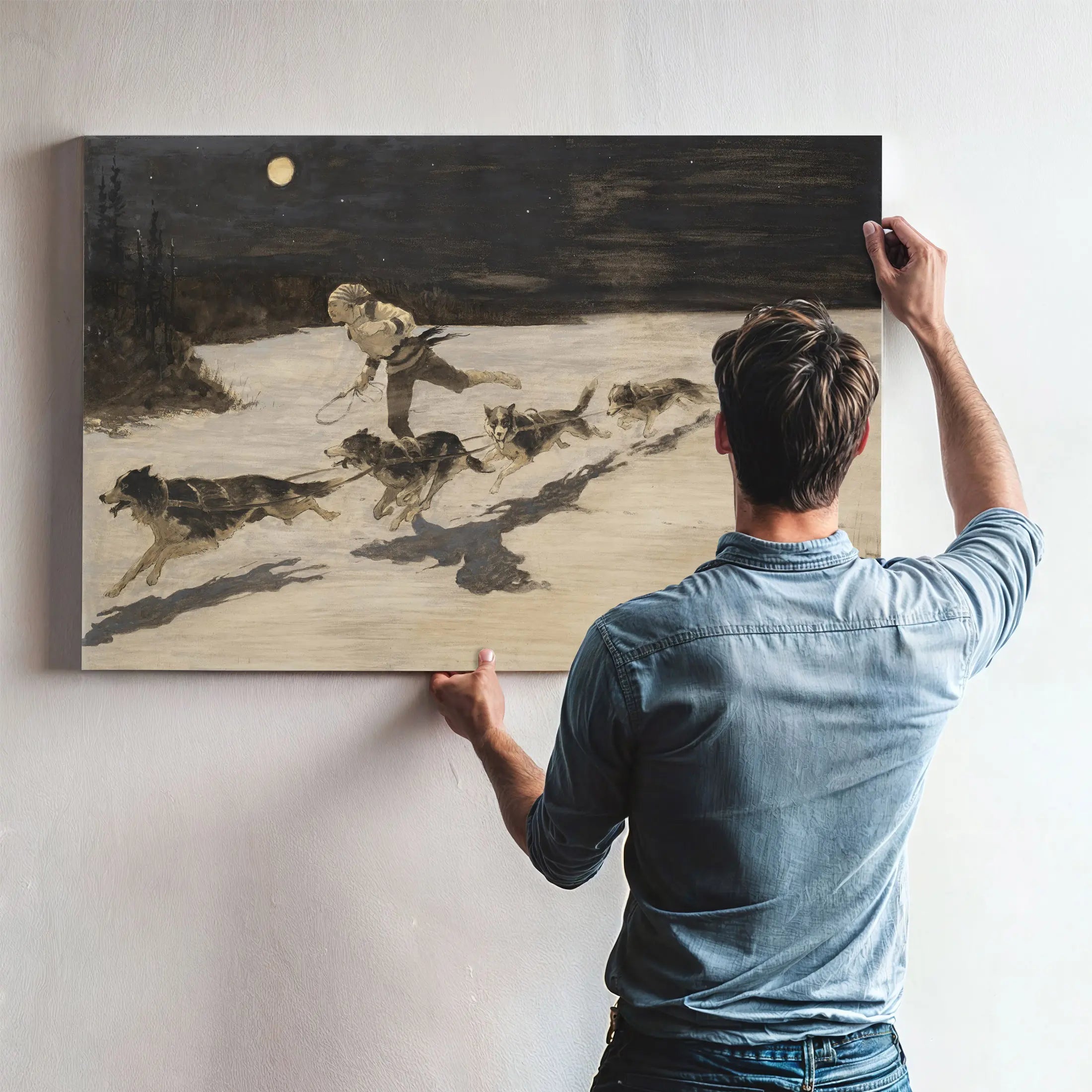 Frederic Remington Huskie Dogs On The Frozen Highway  by Frederic Remington