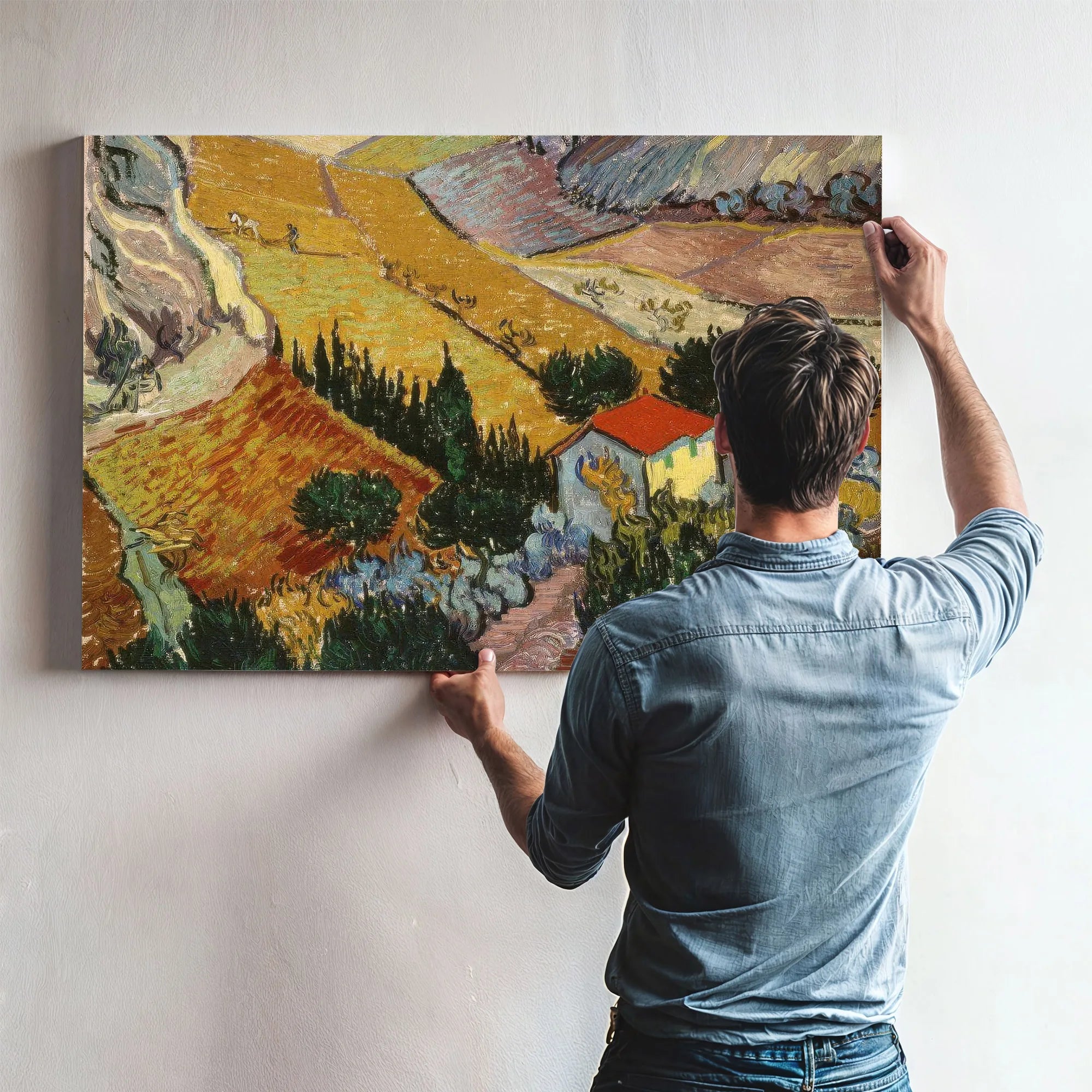 Landscape With House And Ploughman By Vincent Van Gogh Fine Art Print