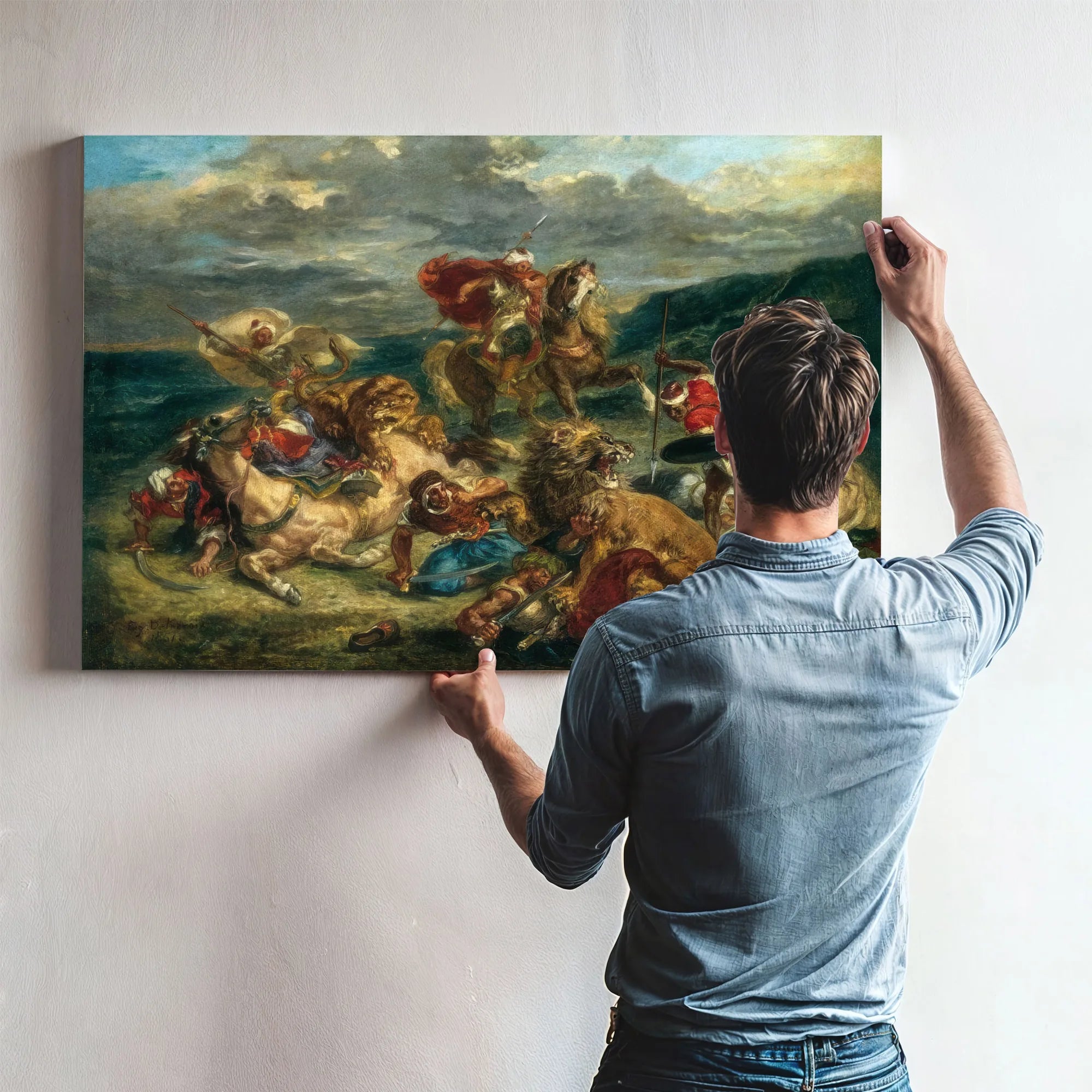 Lion Hunt By Eugene Delacroix Fine Art Print