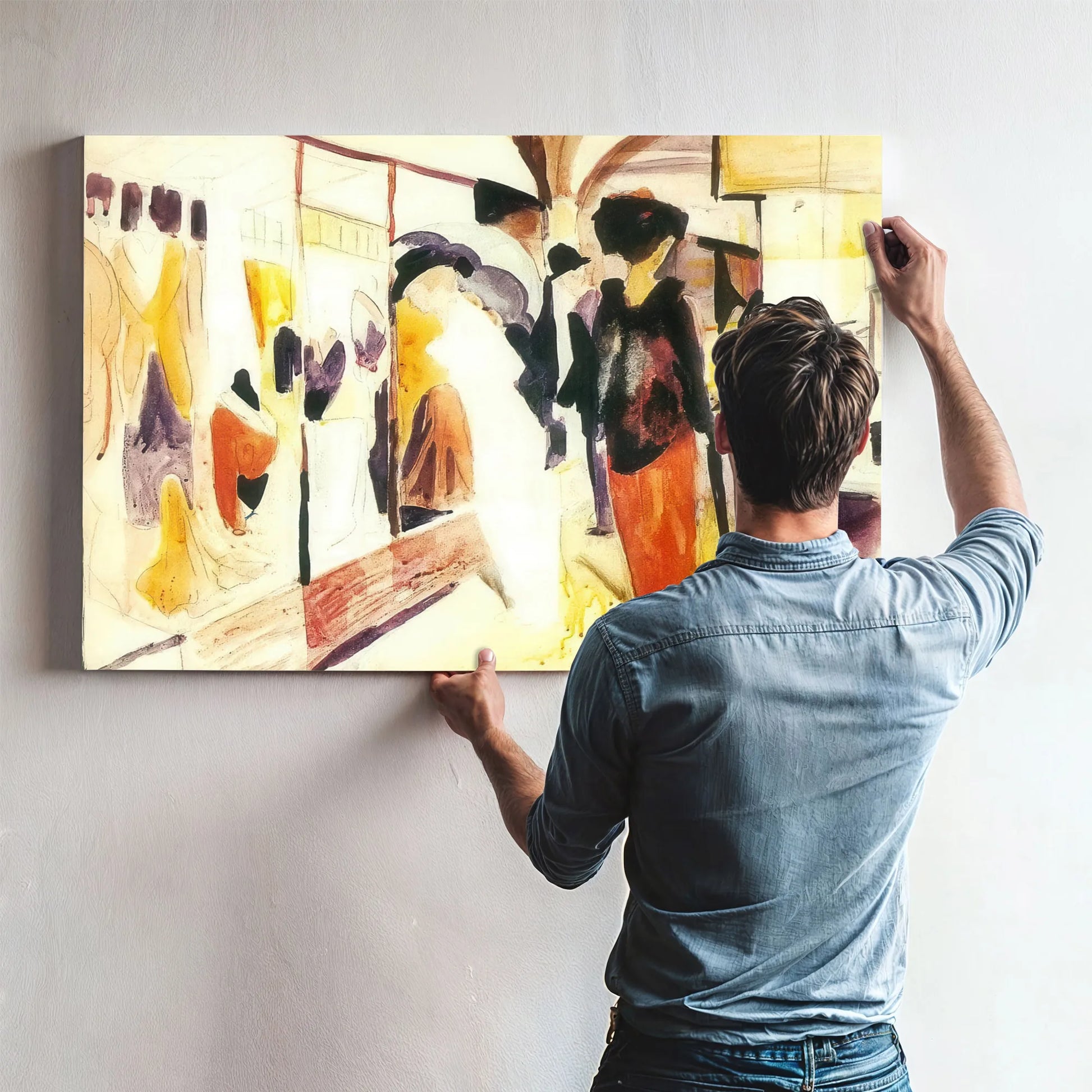 Fashion Shop In The Arcade By August Macke Fine Art Print