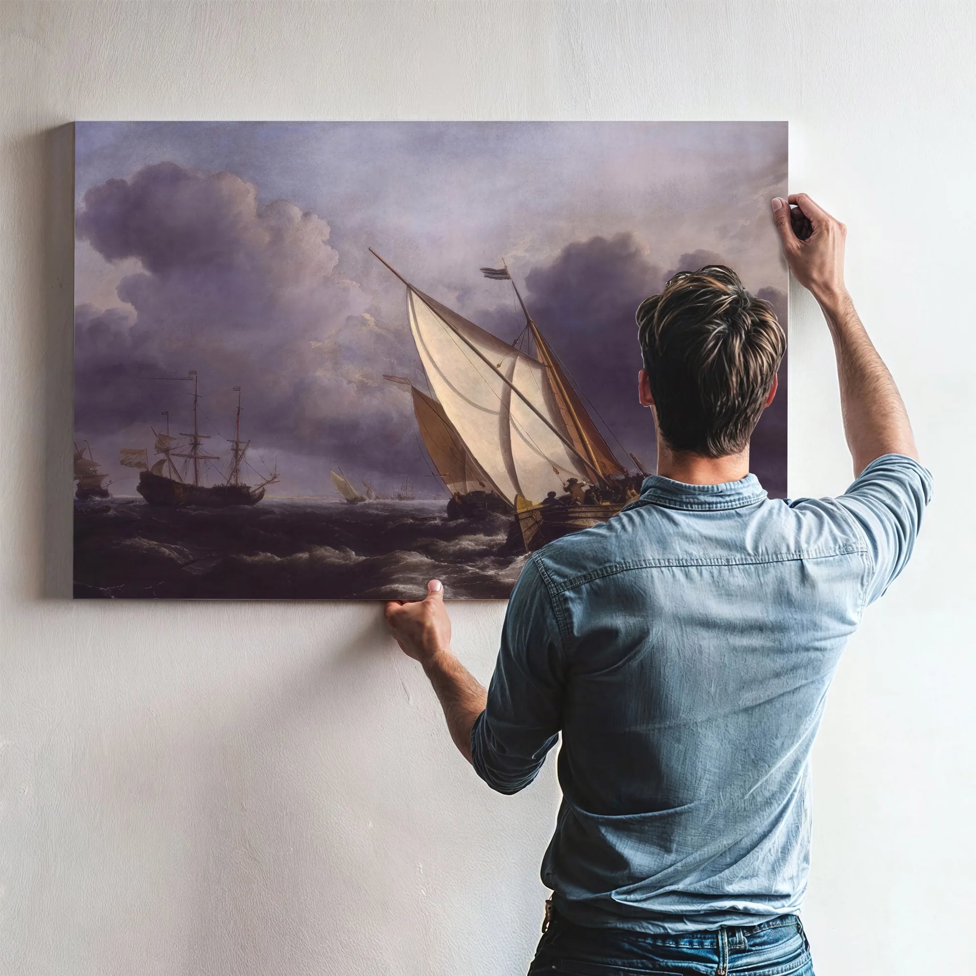 Ships In A Stormy Sea By Willem Van De Velde Ii Fine Art Print