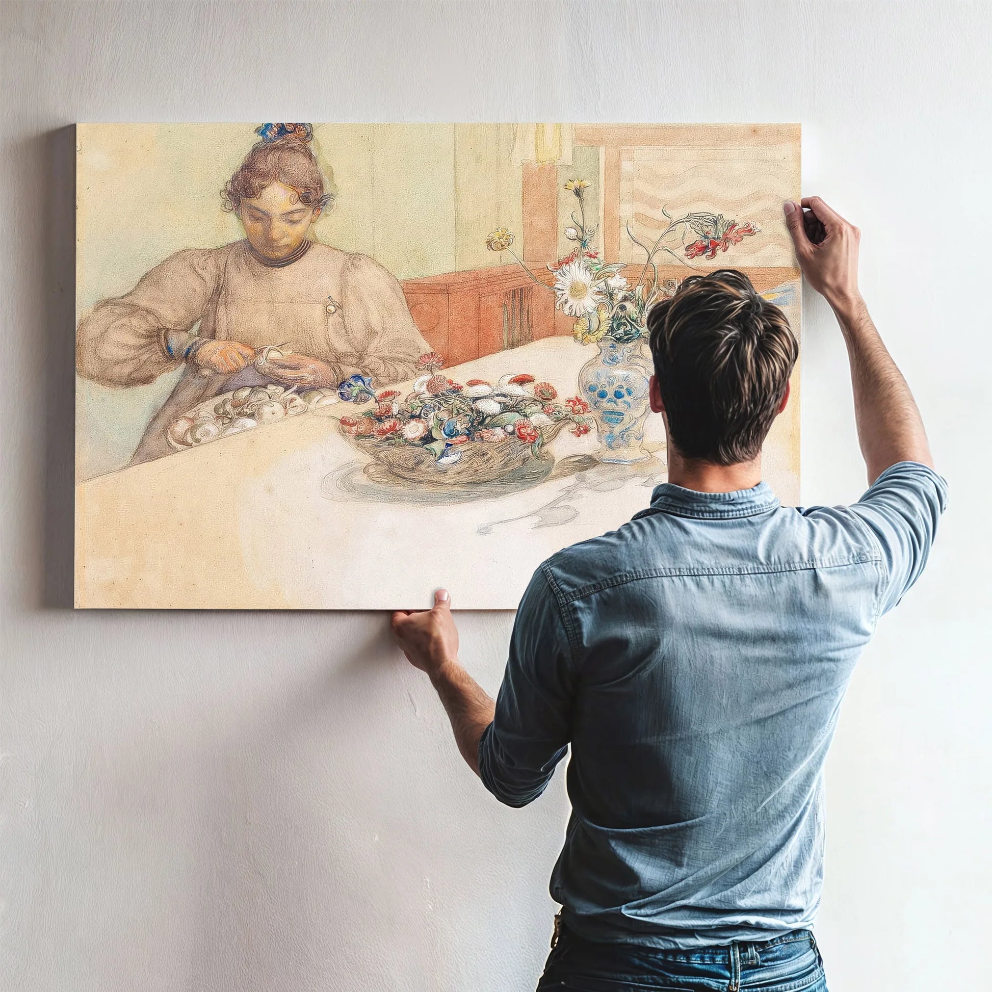 Karin Peeling Apples By Carl Larsson Fine Art Print