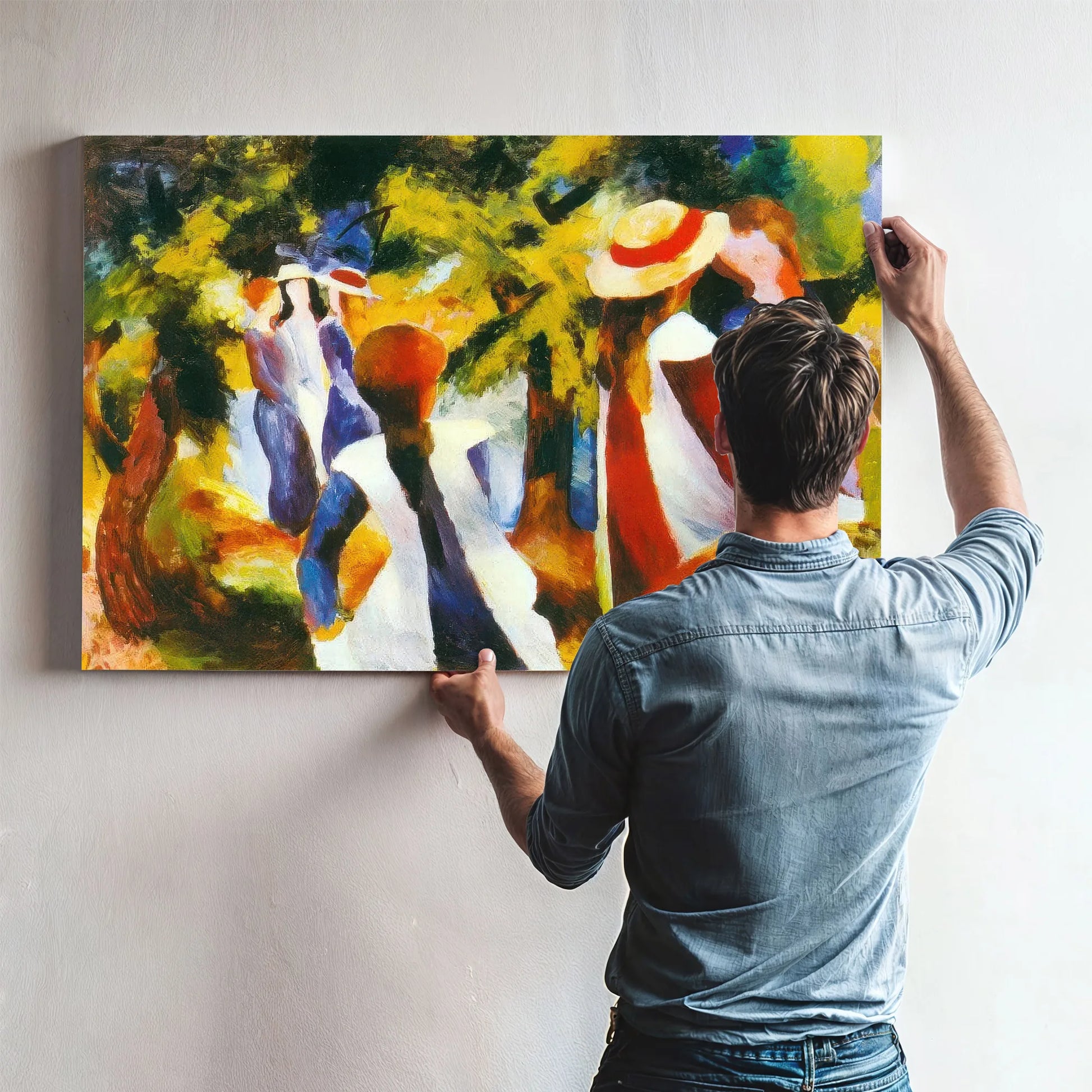 Young Girls Under The Trees By August Macke Fine Art Print