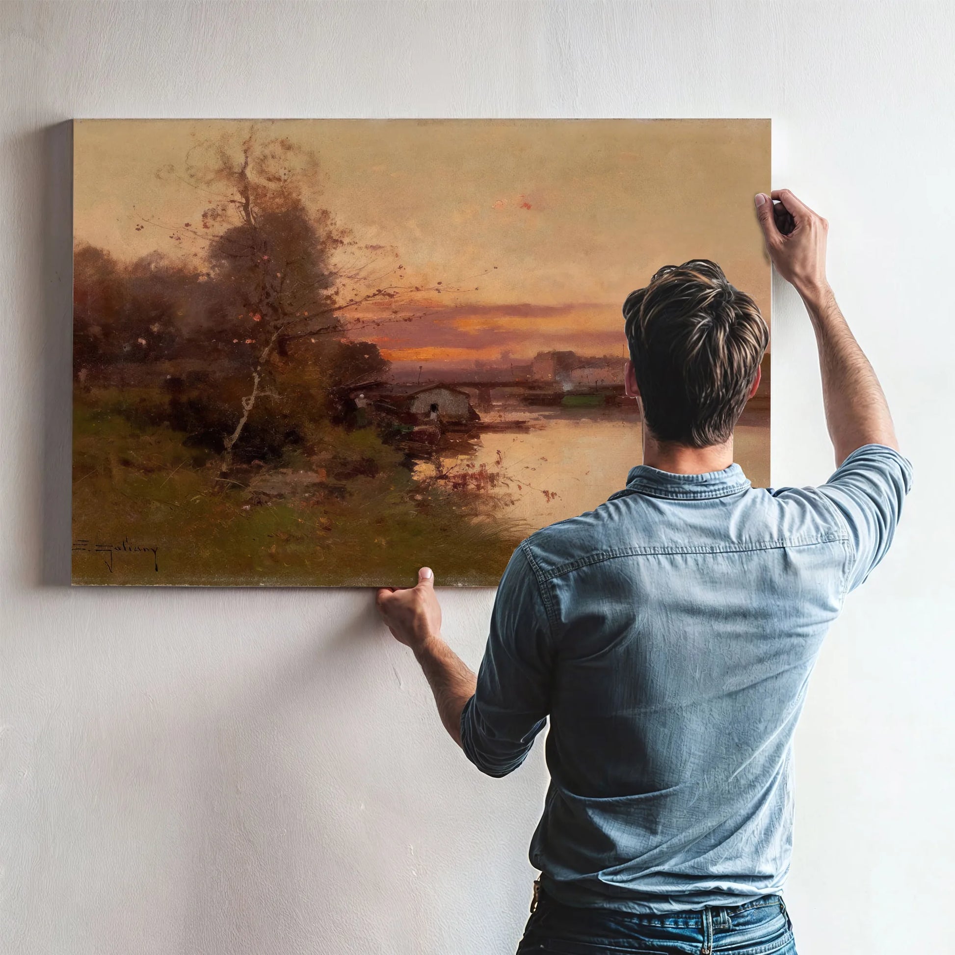 River At Sunset By Eugene Galien Laloue Fine Art Print