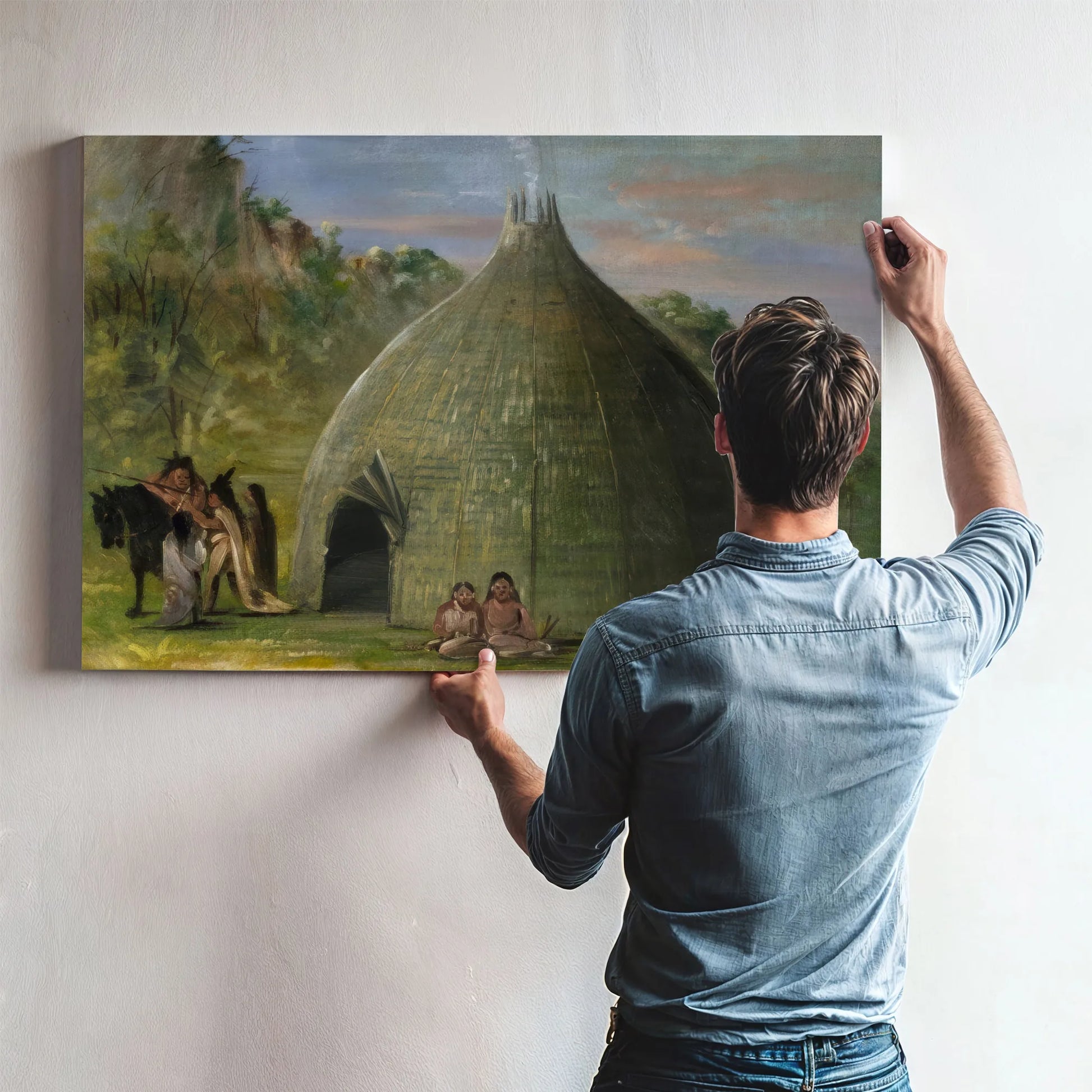 Wichita Lodge, Thatched With Prairie Grass By George Catlin Fine Art Print