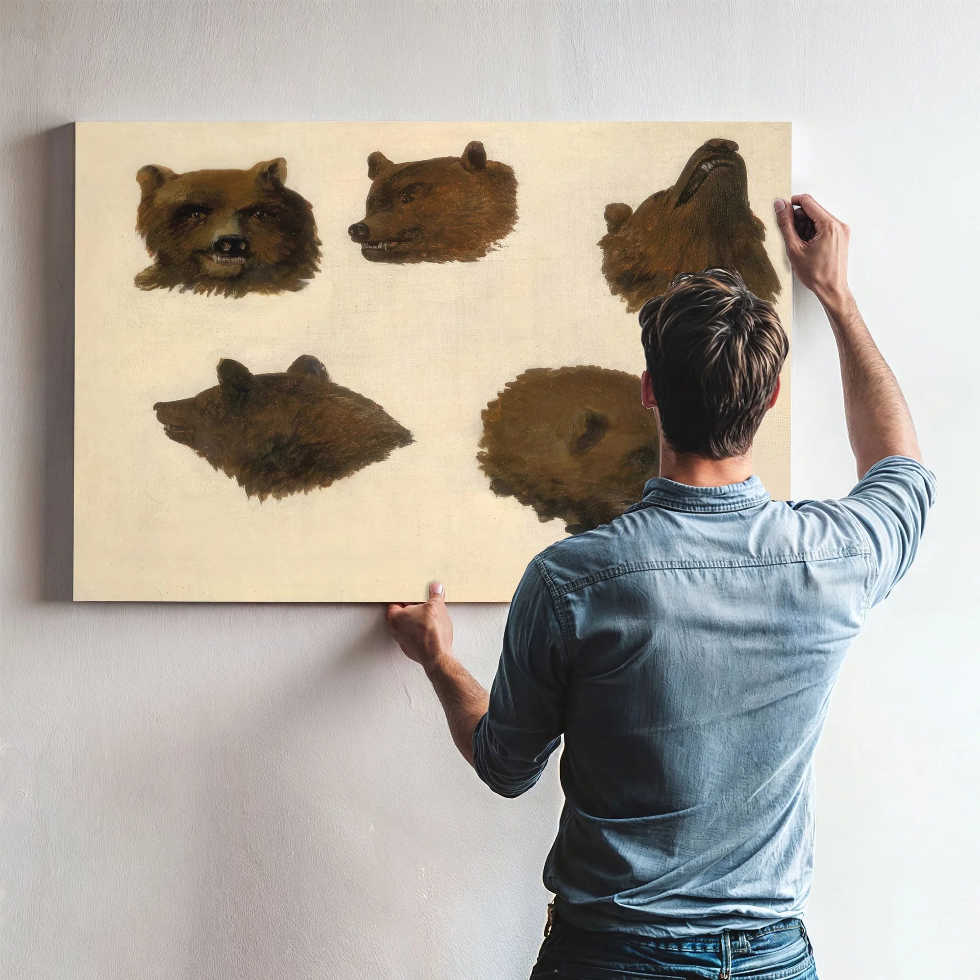 Portraits Of Two Grizzly Bears, From Life By George Catlin Fine Art Print