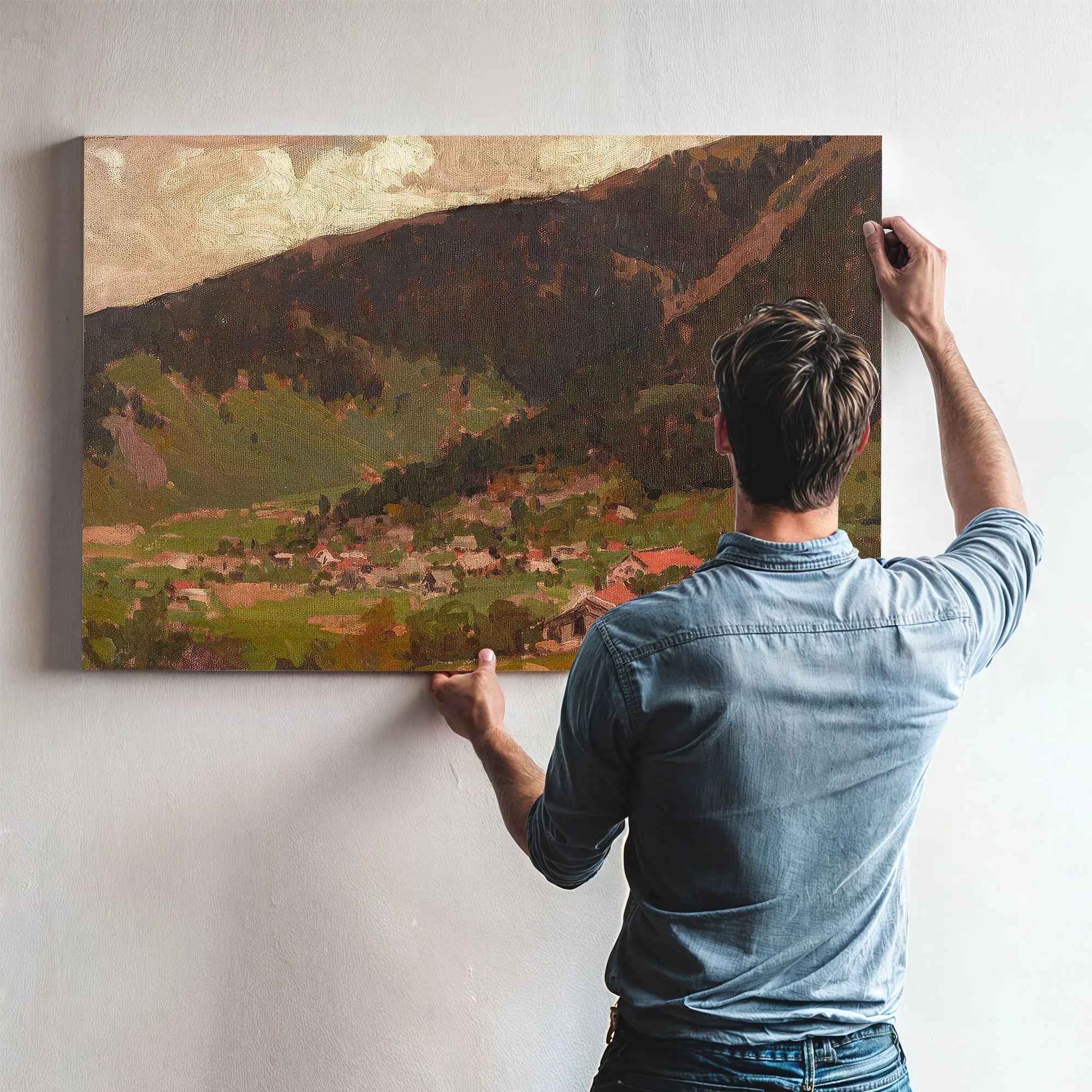 Village At The Base Of The Mountain By Edgar Payne Fine Art Print