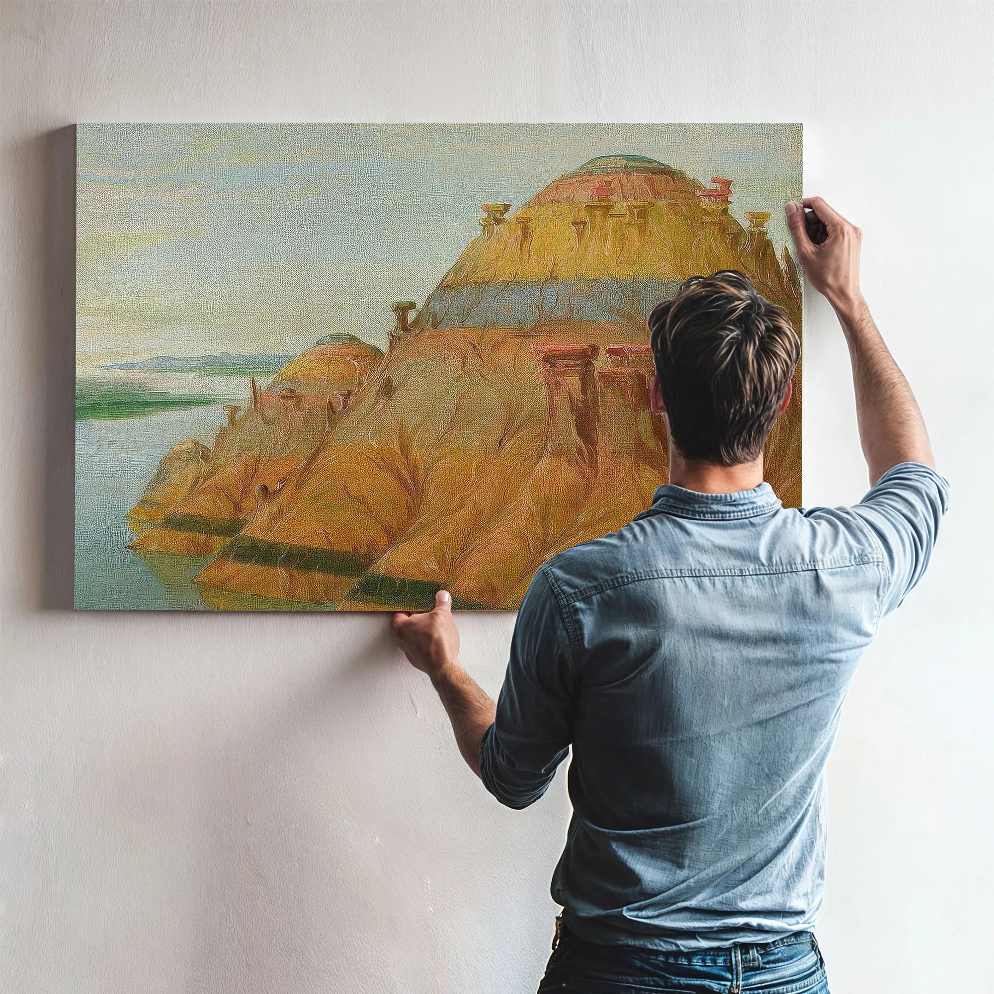 Picturesque Clay Bluff, 1700 Miles Above St. Louis' By George Catlin Fine Art Print