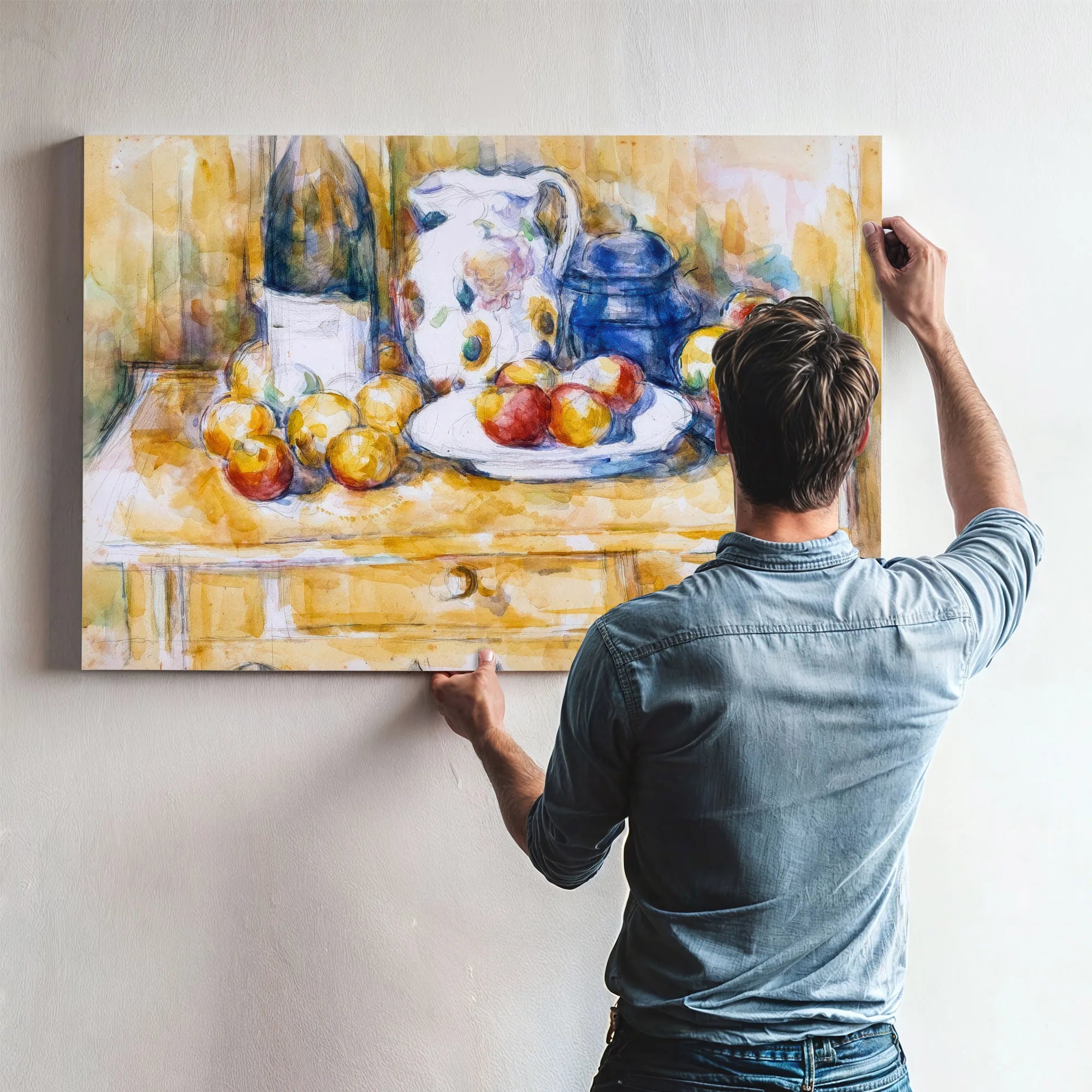 Still Life With Apples On A Sideboard By Paul Cezanne Fine Art Print