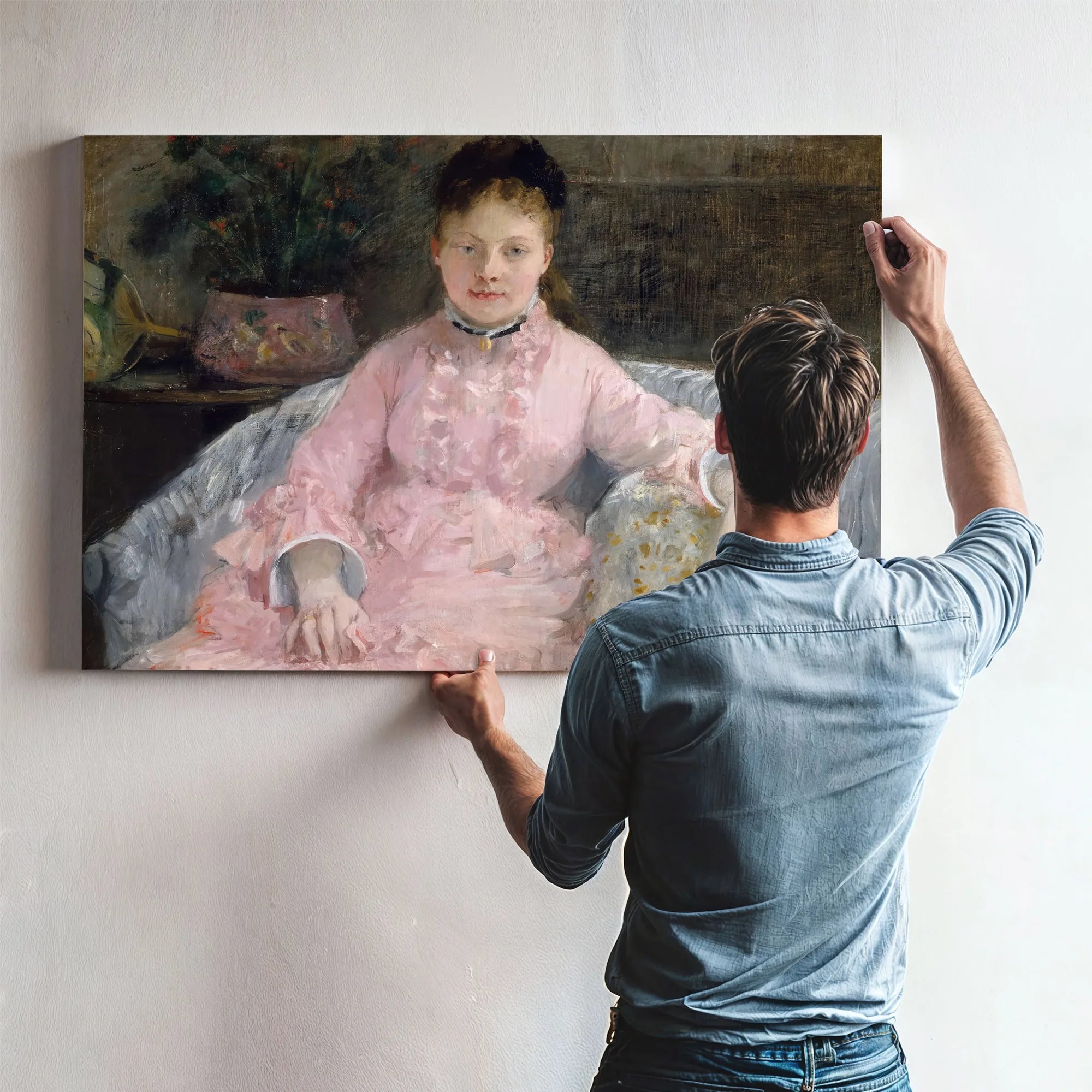 The Pink Dress Albertie Marguerite Carre Later Madame Ferdinand Henri Himmes by Berthe Morisot Fine Art Print