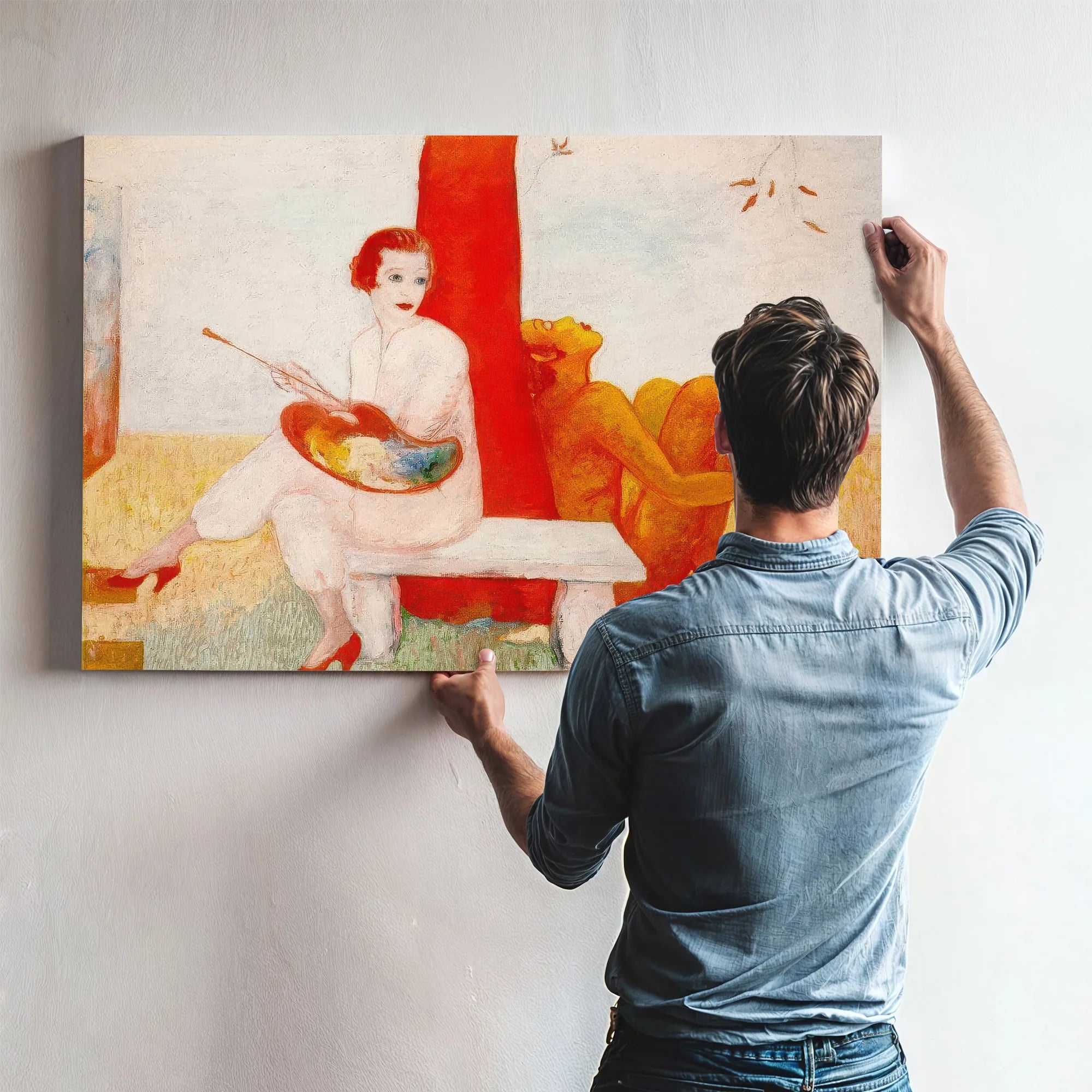 Self Portrait With Palette Painter And Faun By Florine Stettheimer Fine Art Print