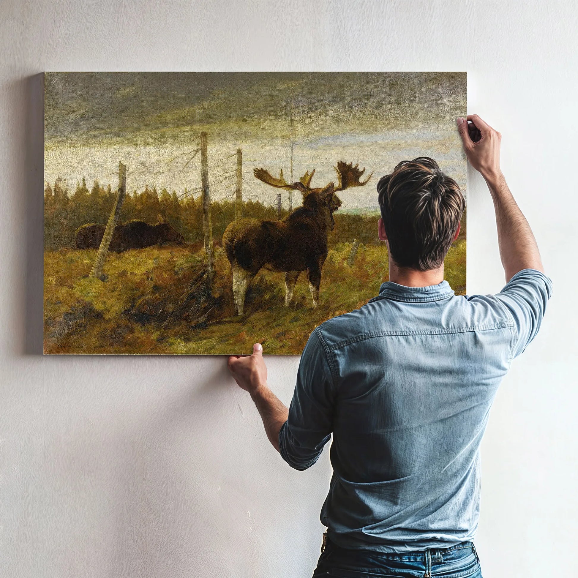Moose In A Clearing By Carl Rungius Fine Art Print