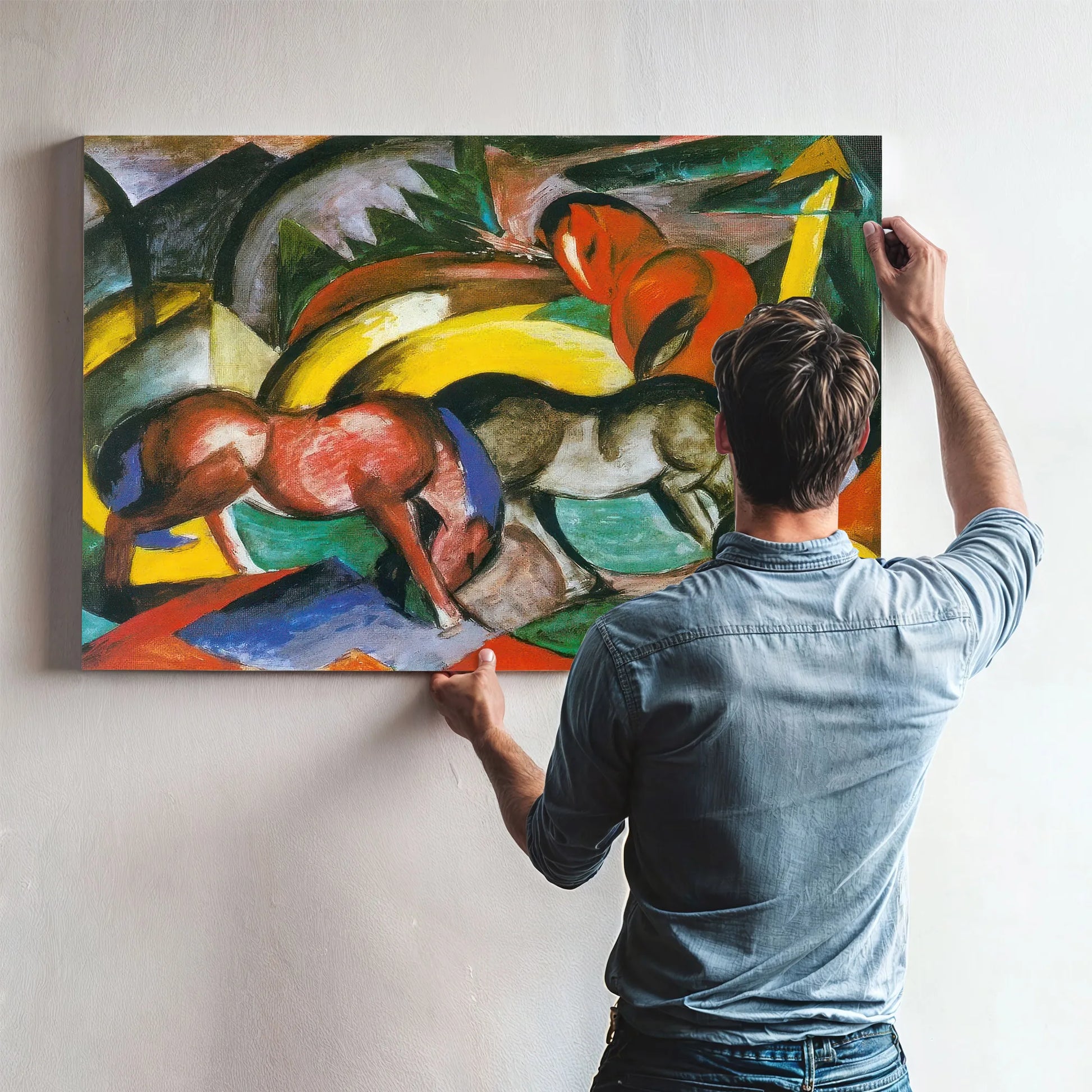 Three Horses By Franz Marc Fine Art Print