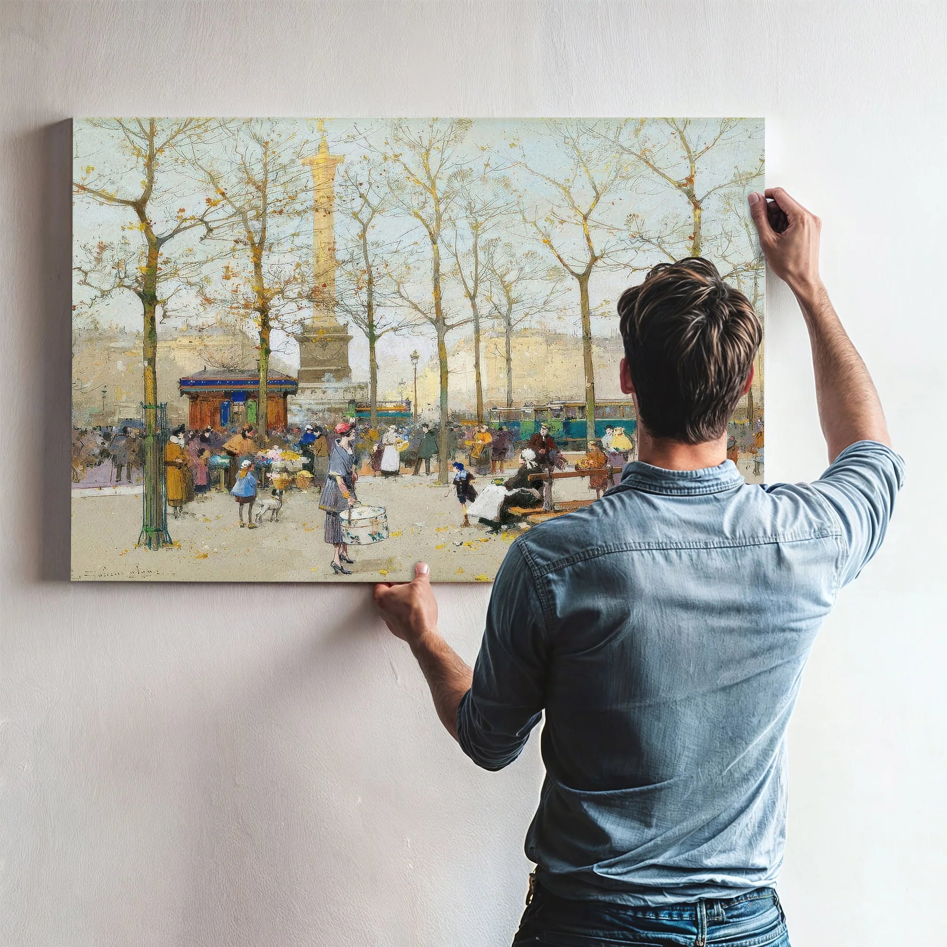 Paris Place De La Bastille By Eugene Galien Laloue Fine Art Print