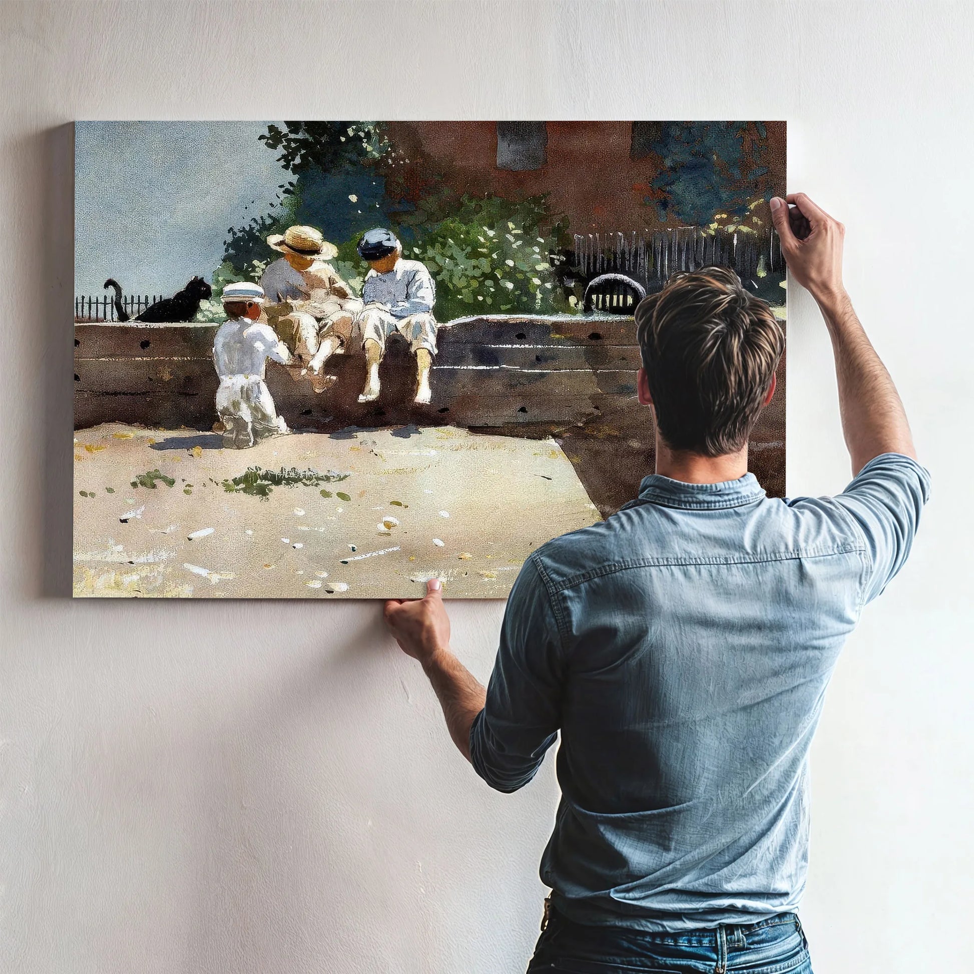 Boys And Kitten By Winslow Homer Fine Art Print