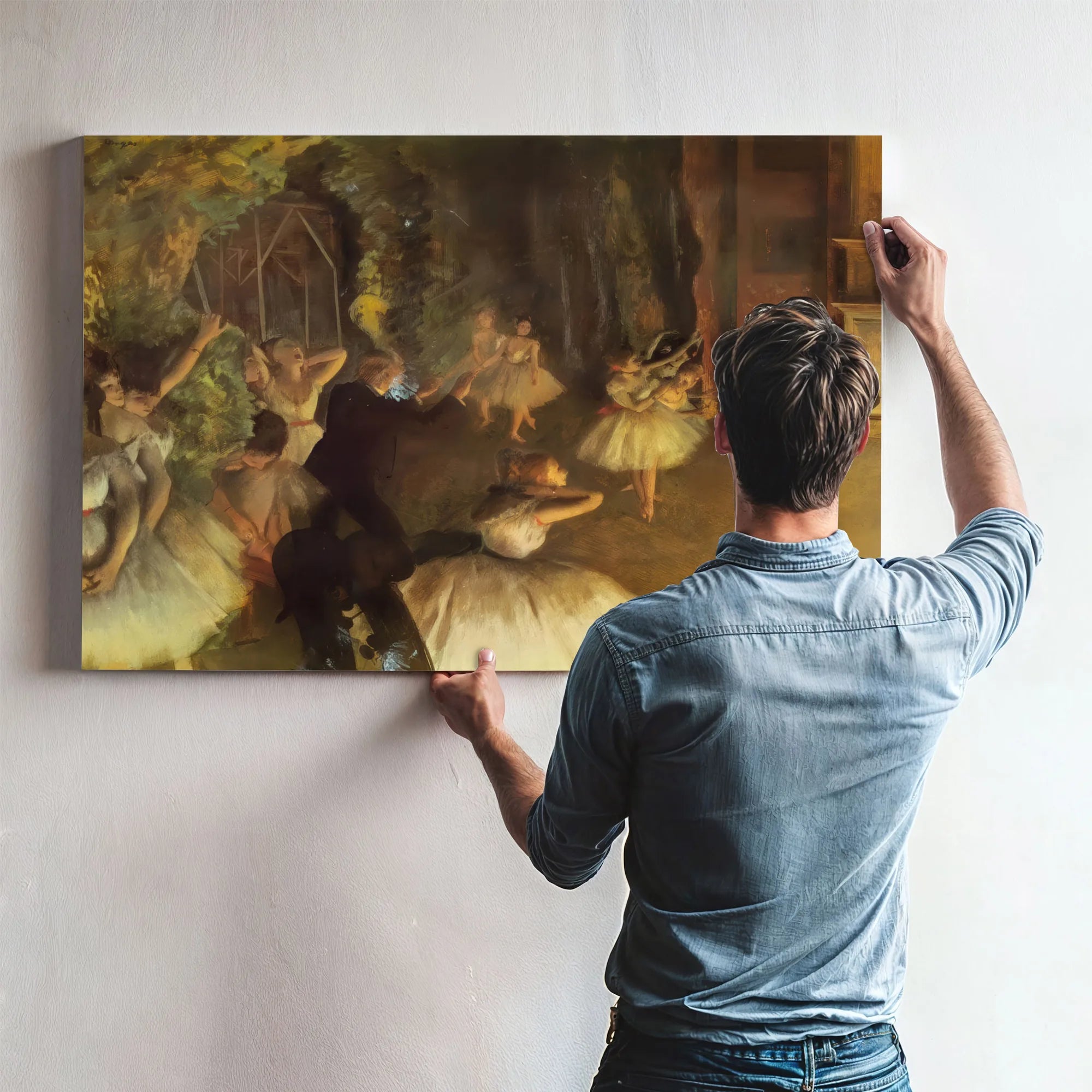Rehearsal Of Ballet On The Stage By Edgar Degas Fine Art Print