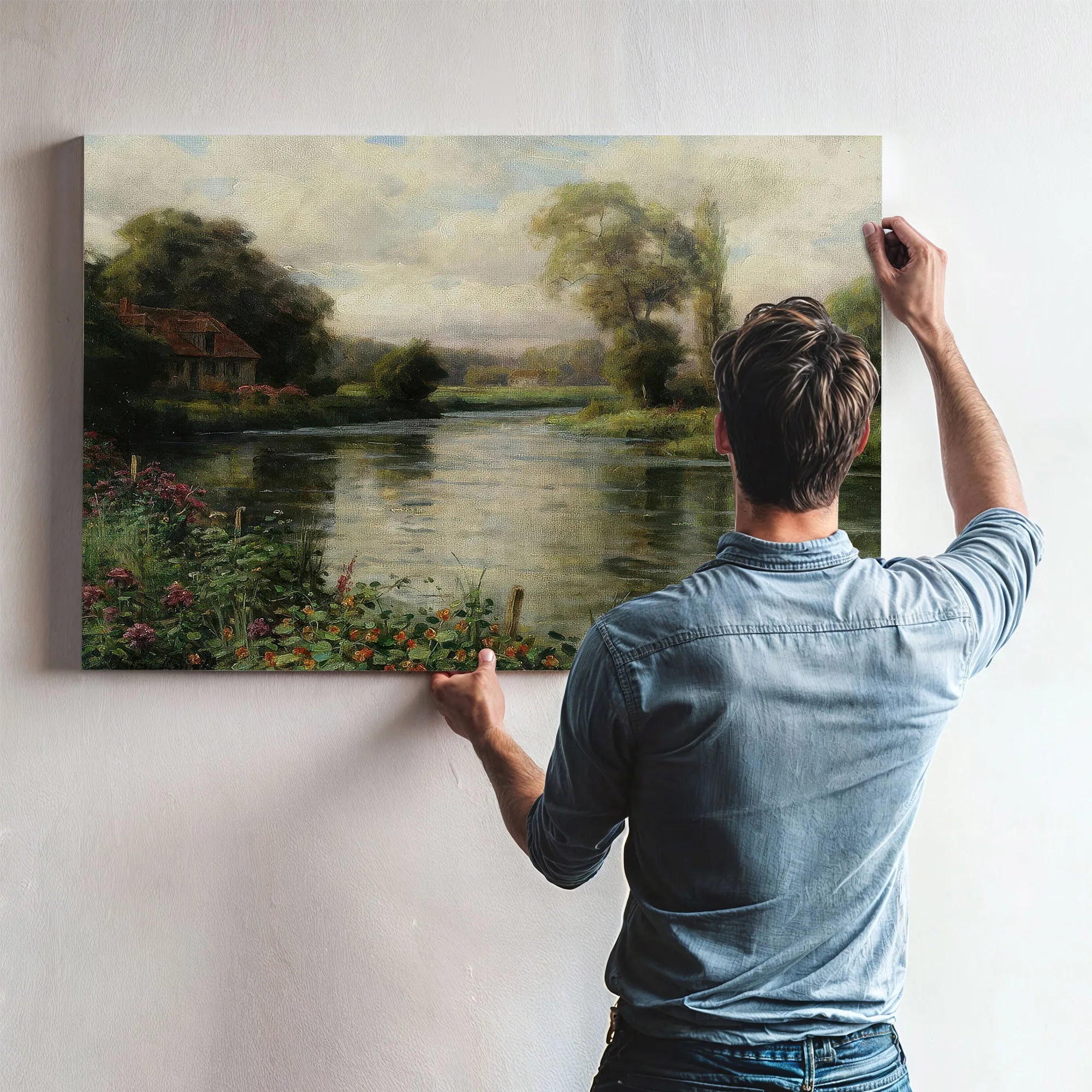River Landscape By Louis Aston Knight Fine Art Print