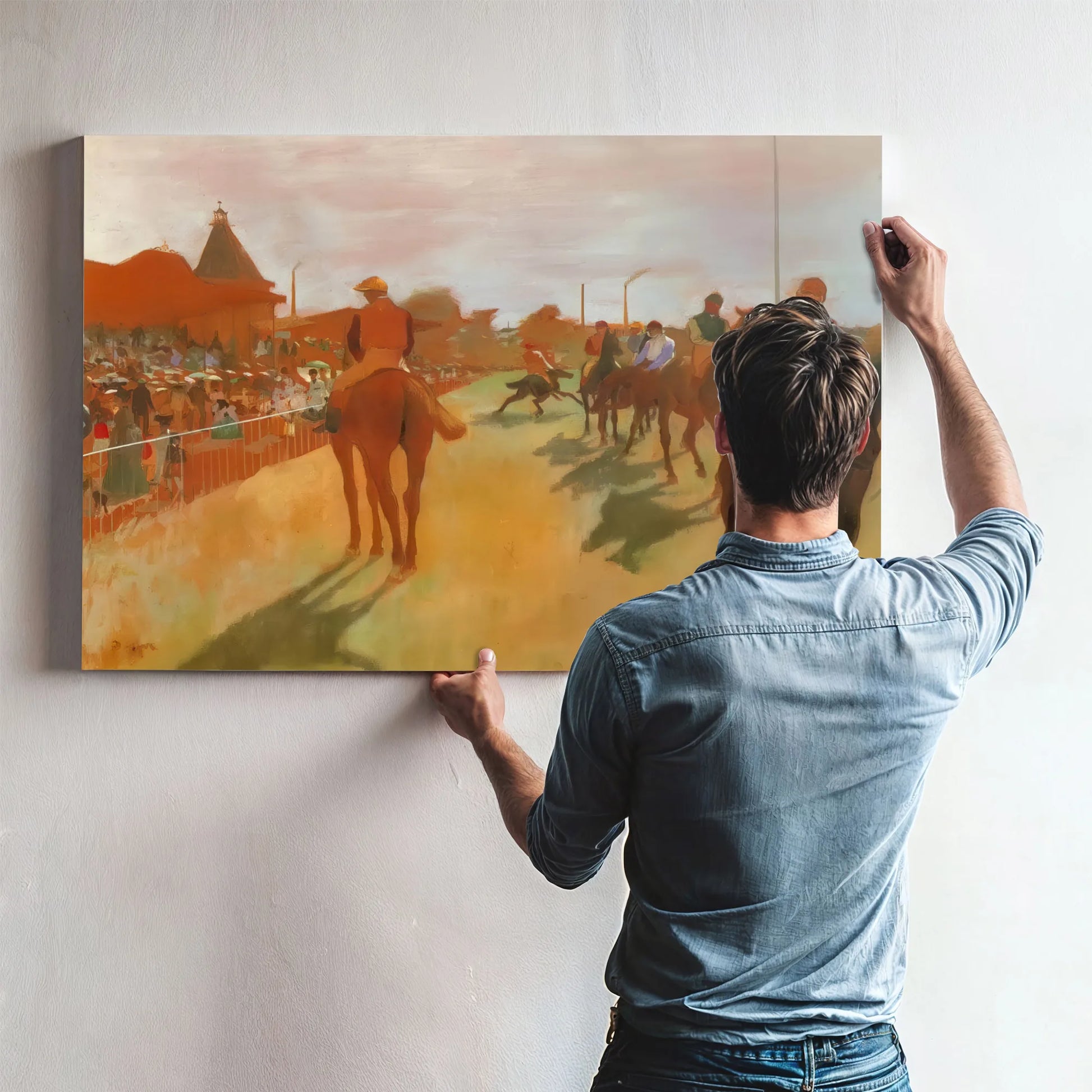 Race Horses In The Front Of The Stands By Edgar Degas Fine Art Print