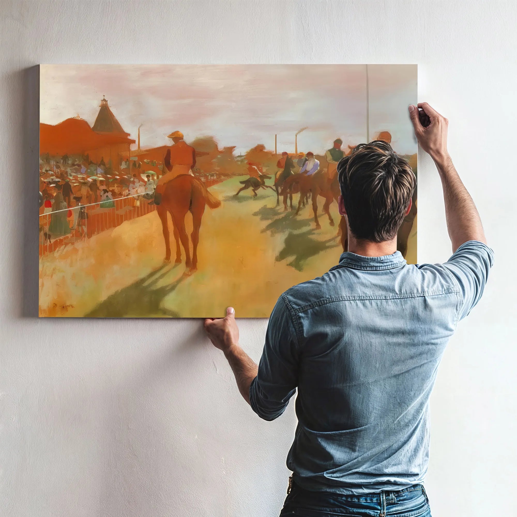 Race Horses In The Front Of The Stands By Edgar Degas Fine Art Print