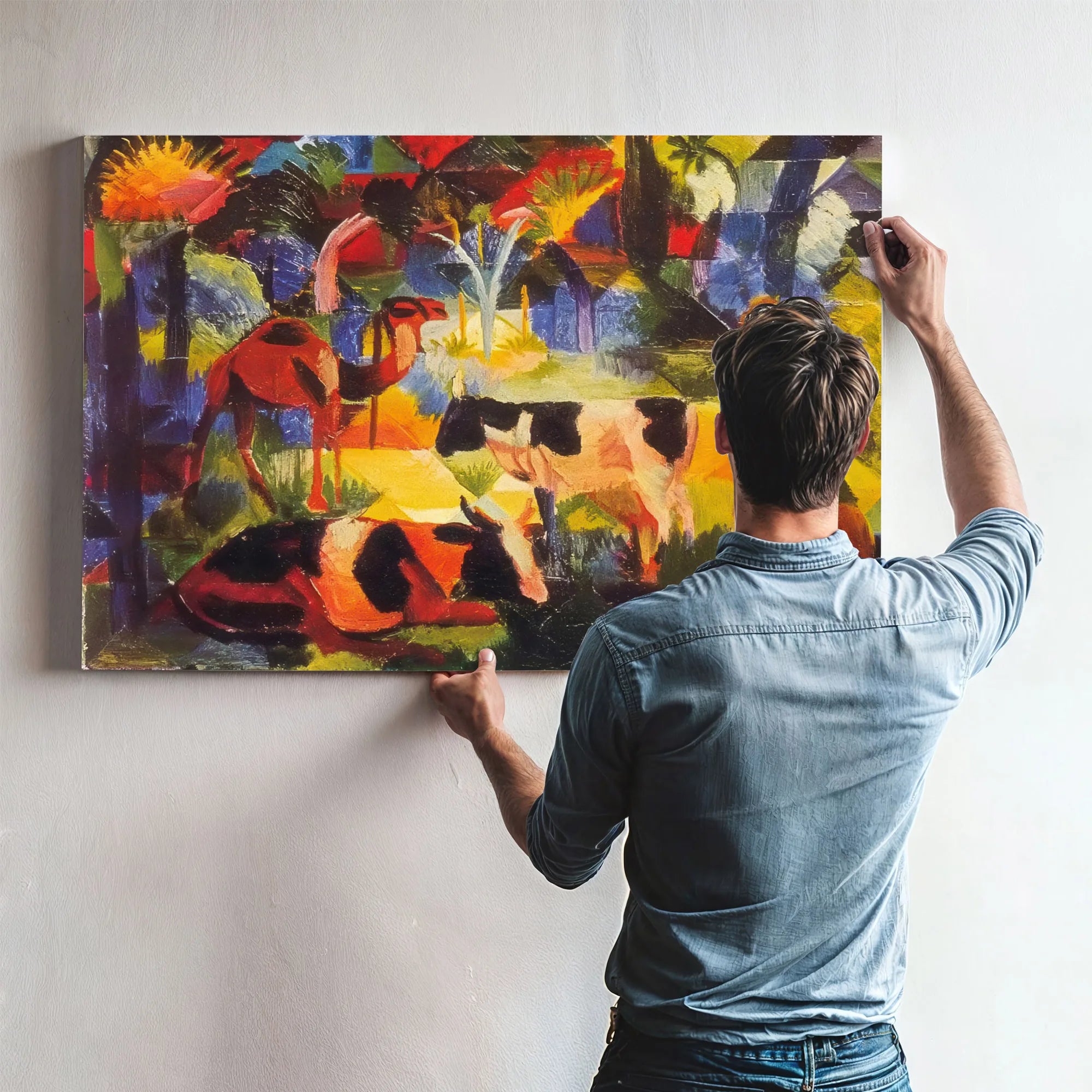 Landscape With Cows And Camels By August Macke Fine Art Print