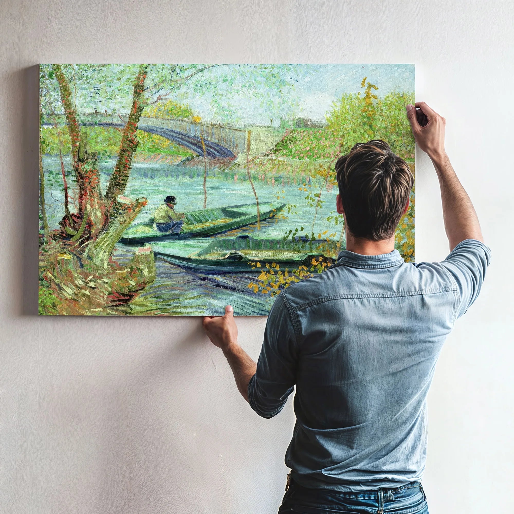Fishing In The Spring. Pont De Clichy By Vincent Van Gogh Fine Art Print