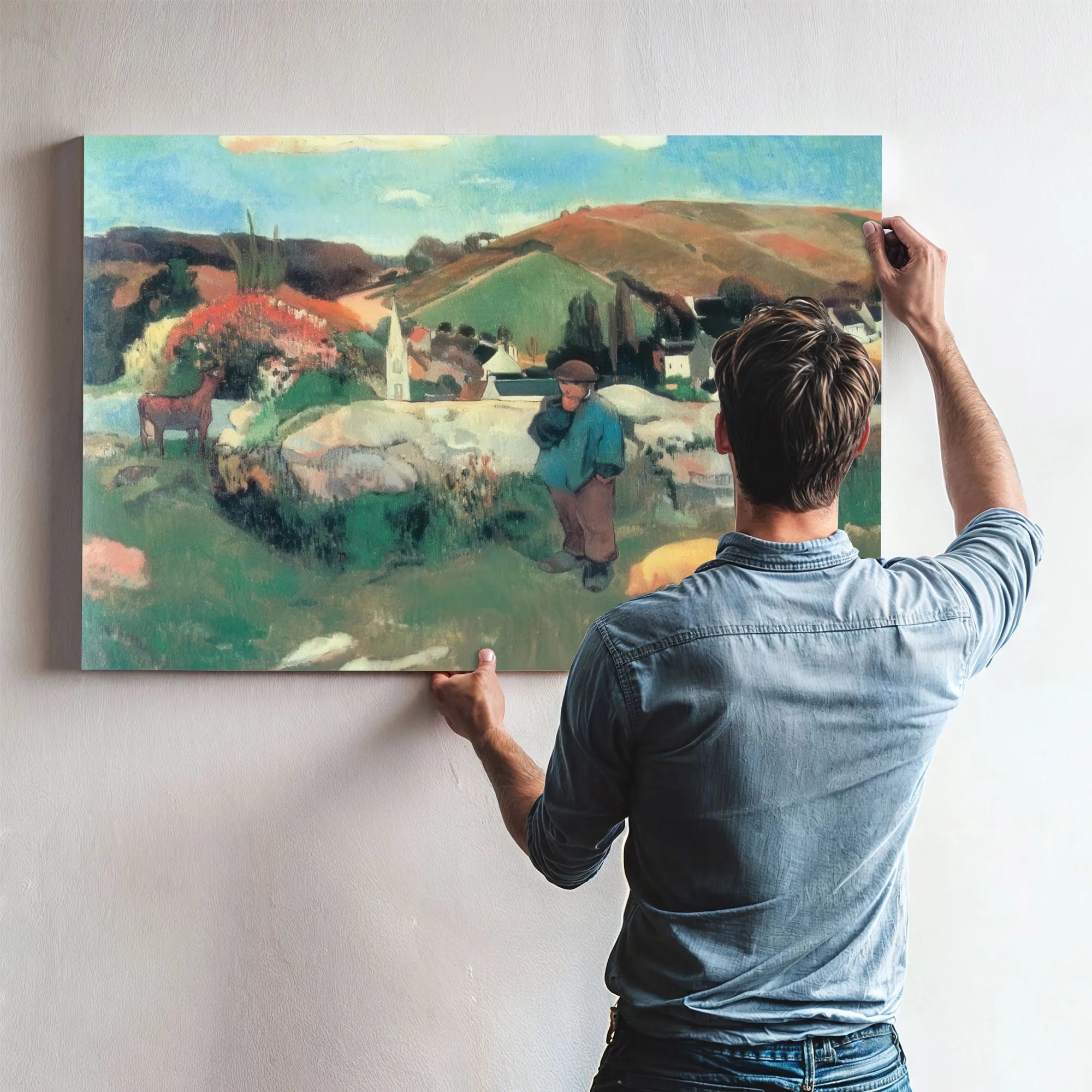 Breton Landscape With Pigs By Paul Gauguin Fine Art Print