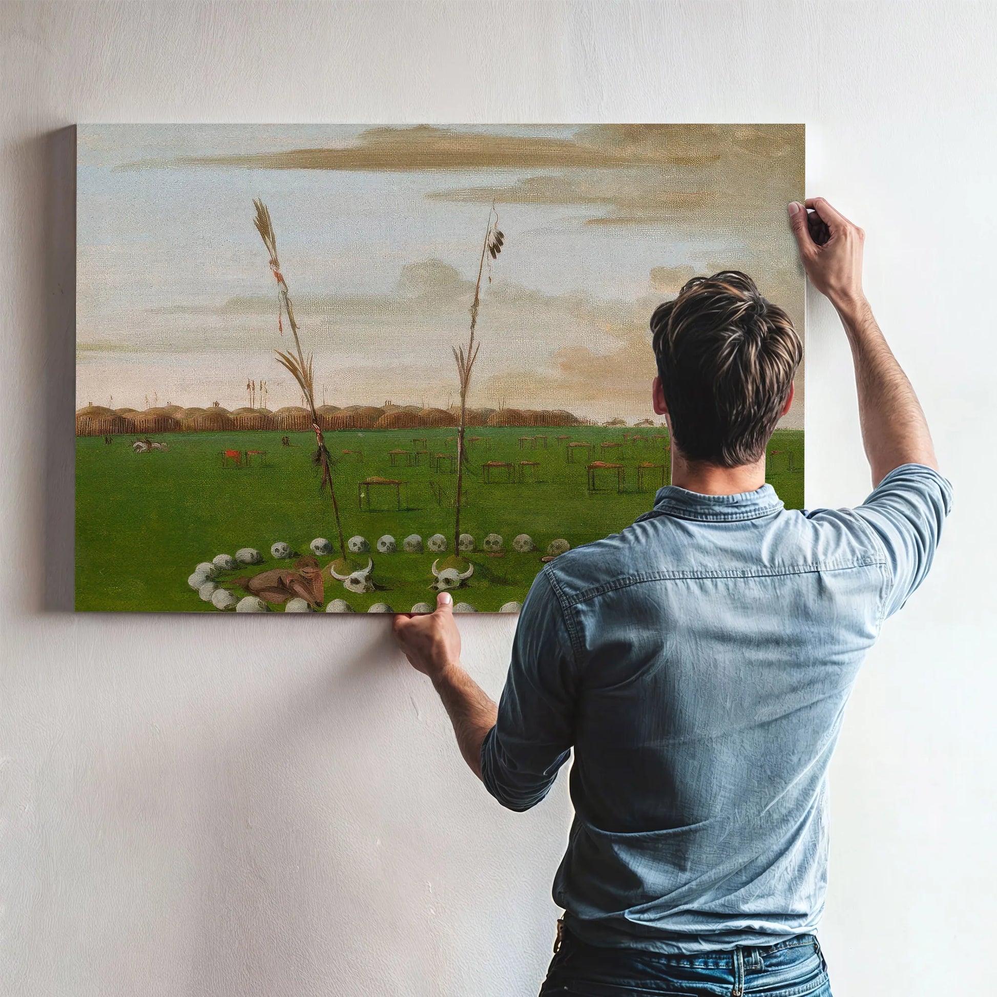 Back View Of Mandan Village, Showing The Cemetery By George Catlin Fine Art Print