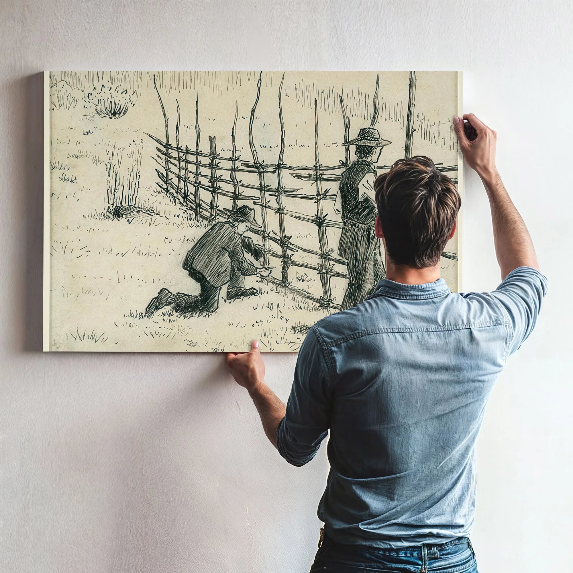 Men Binding Hay Racks By Nicolai Astrup Fine Art Print