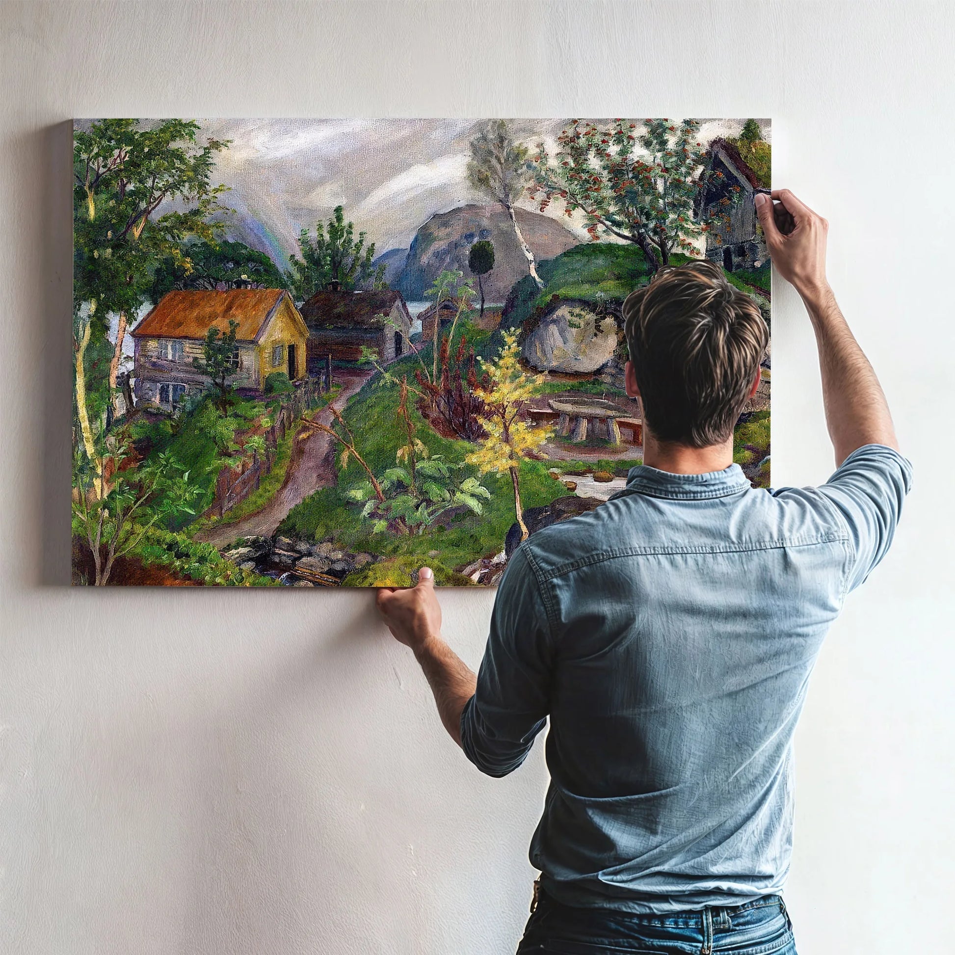 Sandalstrand With Rainbow By Nicolai Astrup Fine Art Print