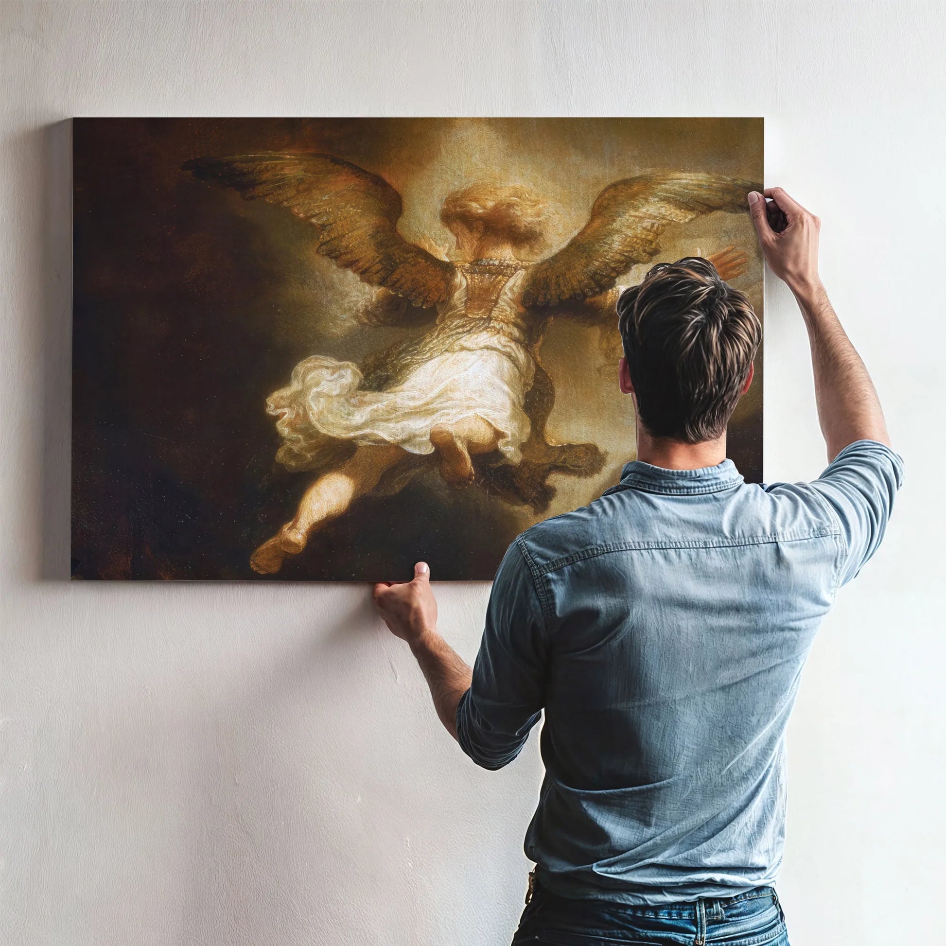Detail Of Angel Raphael Leaving Tobit And His Family By Rembrandt Fine Art Print