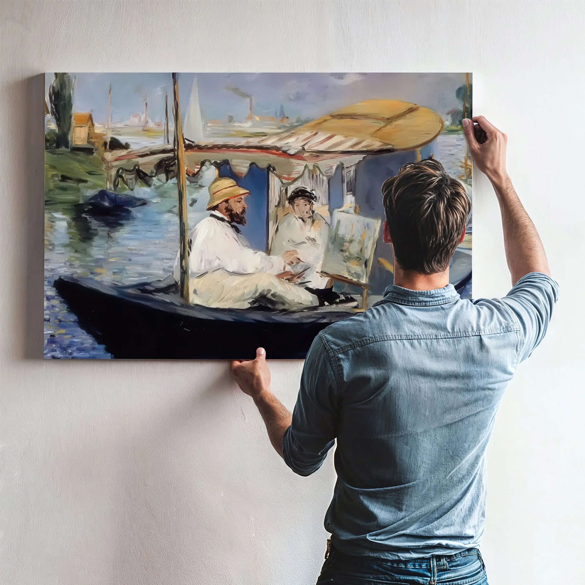 Claude Monet And His Wife In His Studio Boat By Edouard Manet Fine Art Print